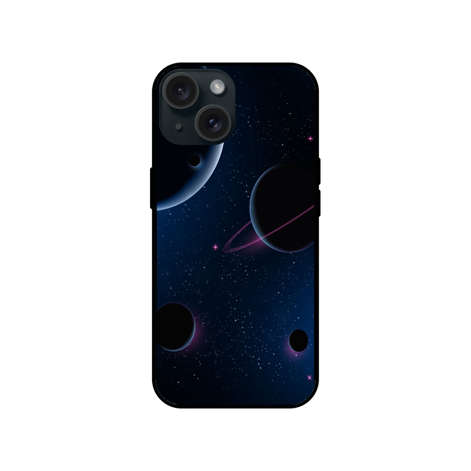 Buy Night Space Glass Metal Back Mobile Phone Case Cover For