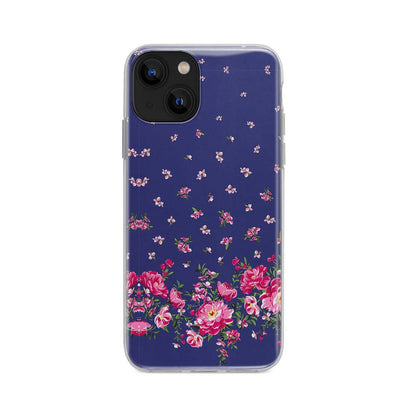 Buy Pink Flower In Blue Soft Silicon Mobile Back Cover Online