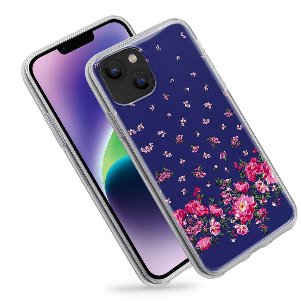 Buy Pink Flower In Blue Soft Silicon Mobile Back Cover Online