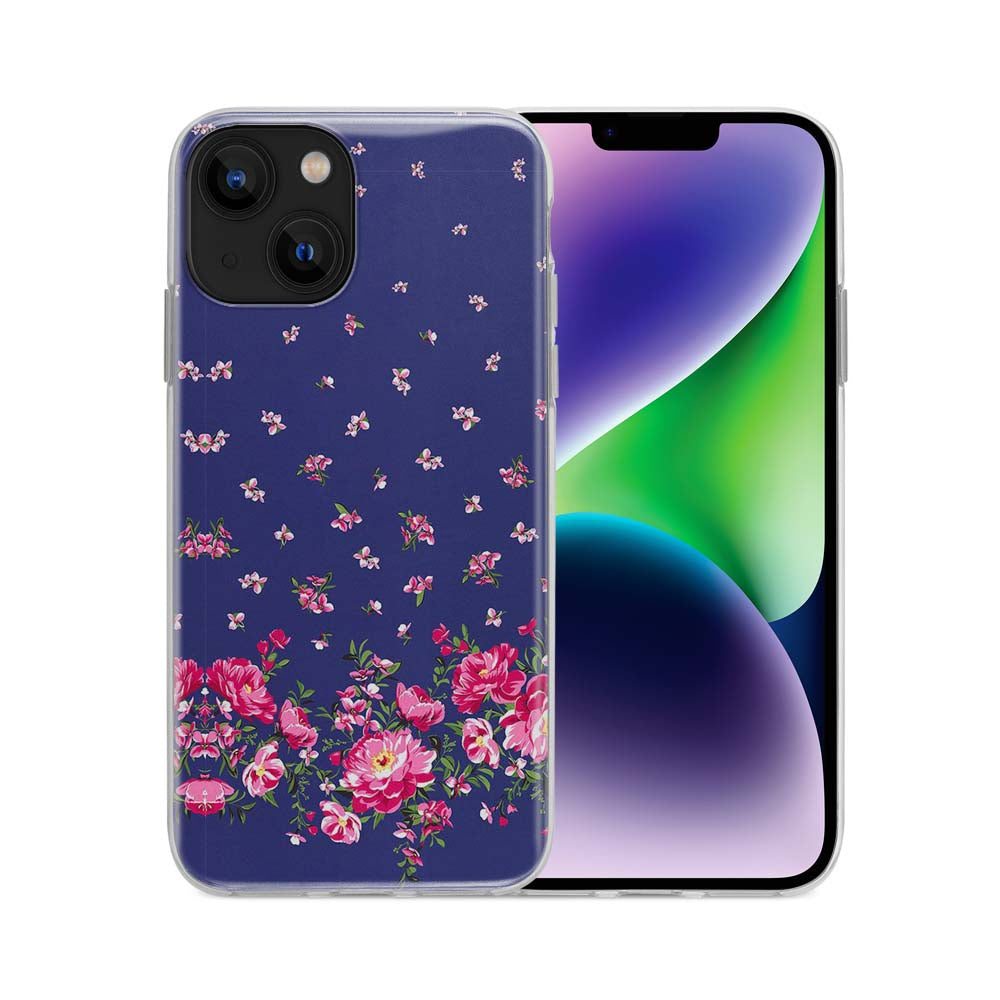 Buy Pink Flower In Blue Soft Silicon Mobile Back Cover Online