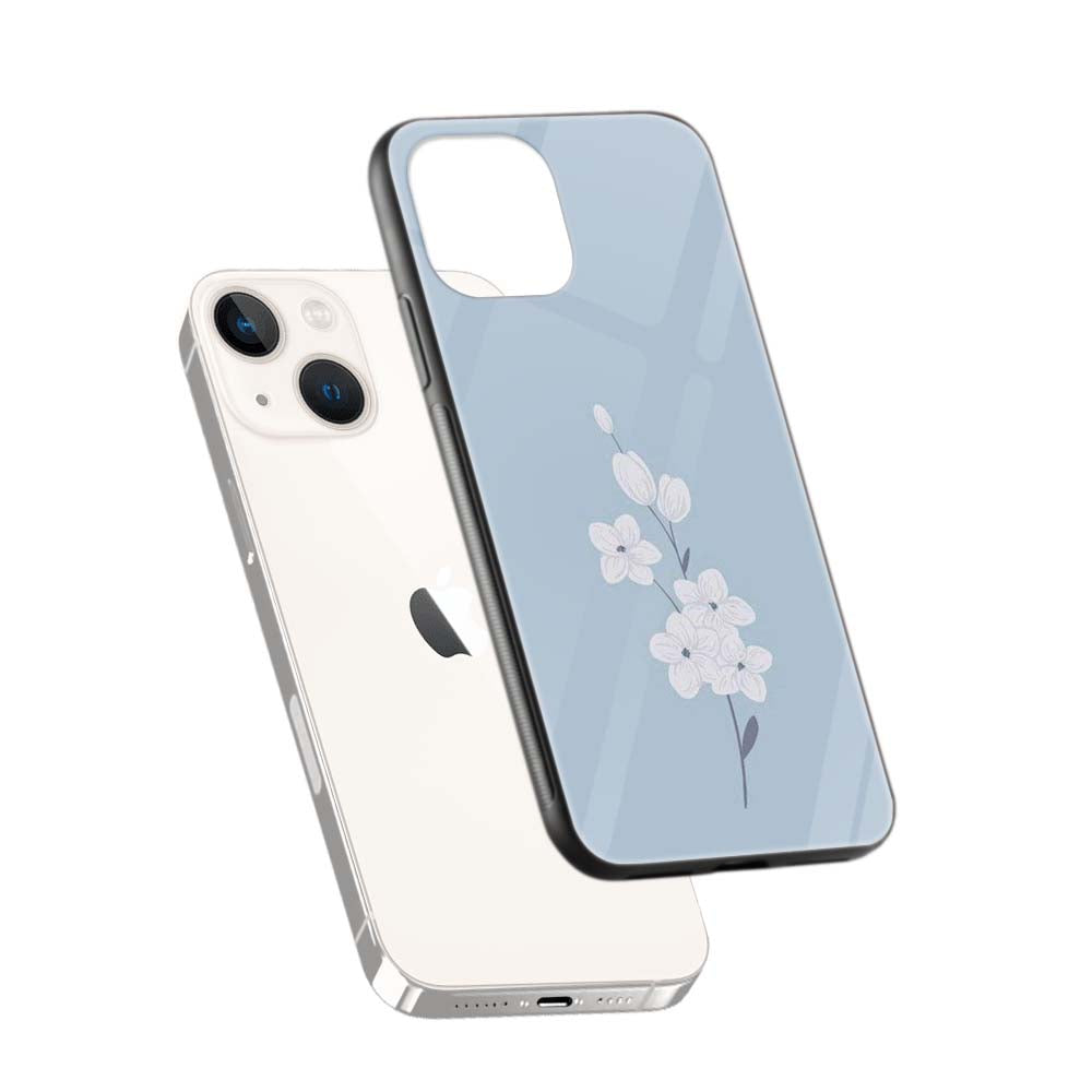 Buy Sky Blue Flowerblue FlowerGlass Back Phone Case/Cover Online