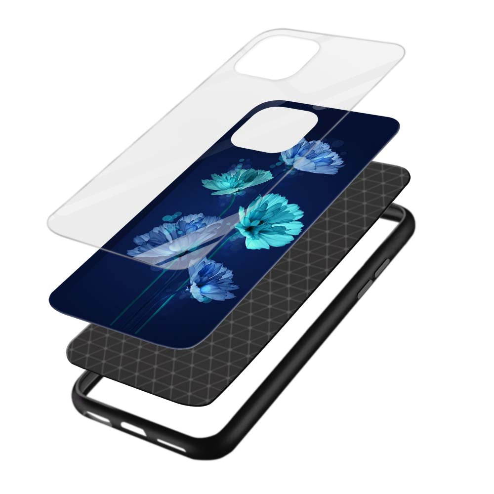 Buy Blue Flower Glass Back Phone Case/Cover Online