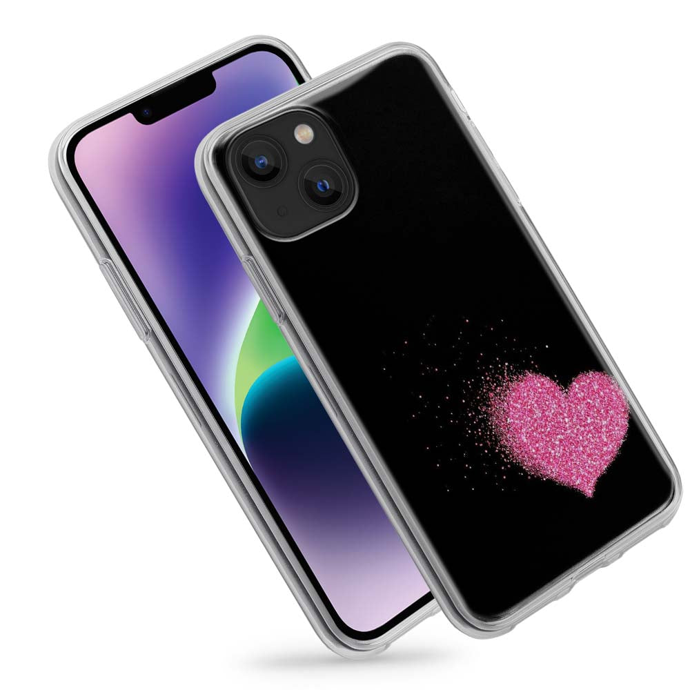 Buy Black Pink Heart Soft Silicon Mobile Back Cover Online