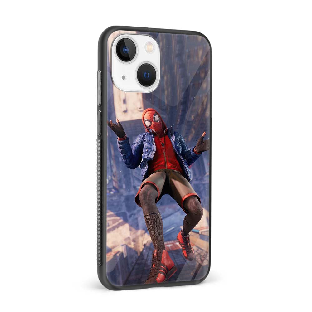 Buy Spiderman In City Dive Glass Back Phone Case/Cover Online