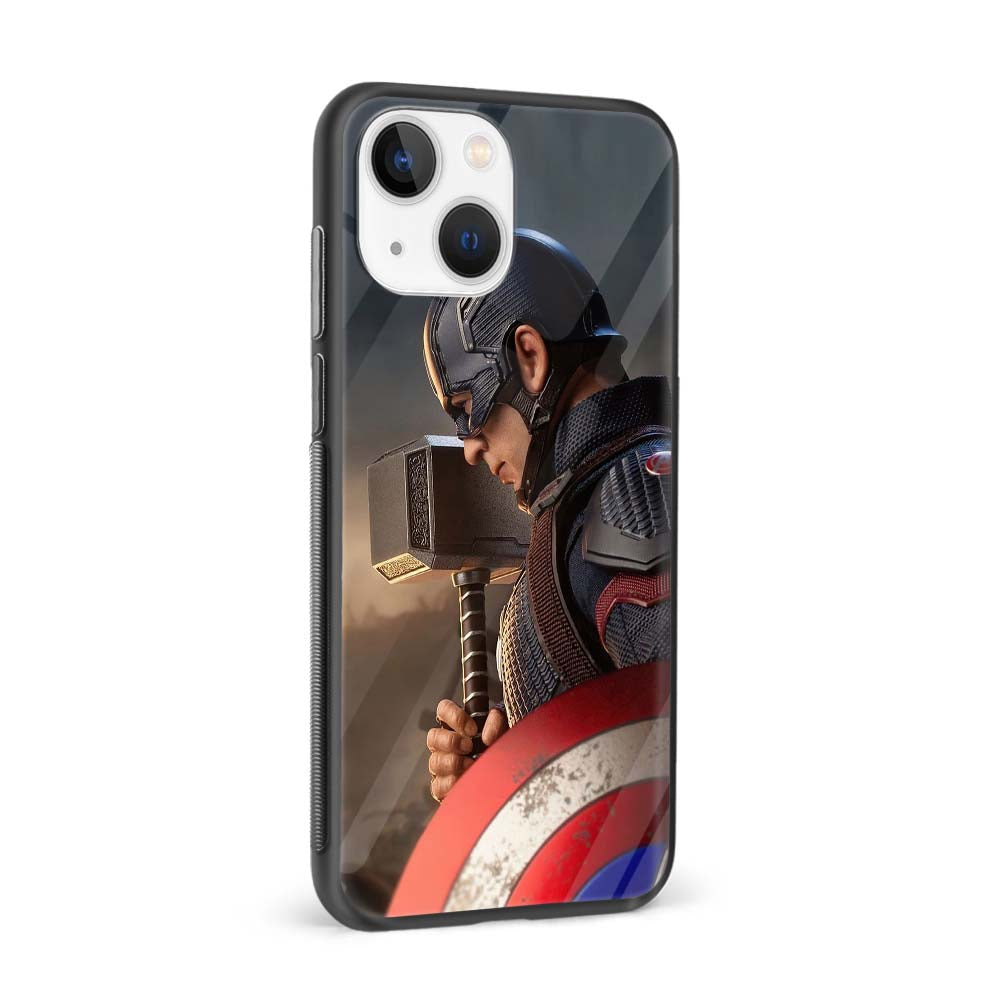 Buy Captain America With Thor Hammer Glass Back Phone Case/Cover Online