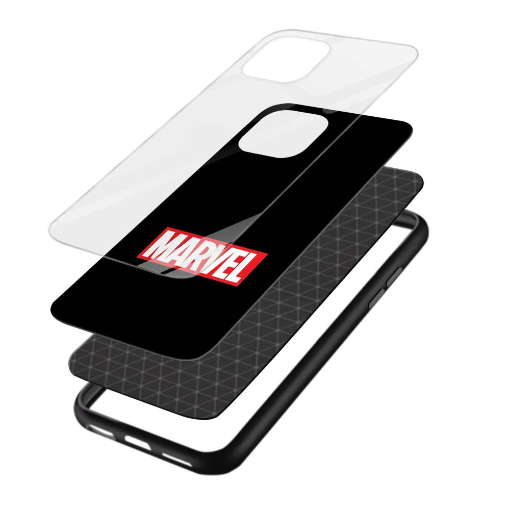 Buy Black Marvel Glass Back Phone Case/Cover Online