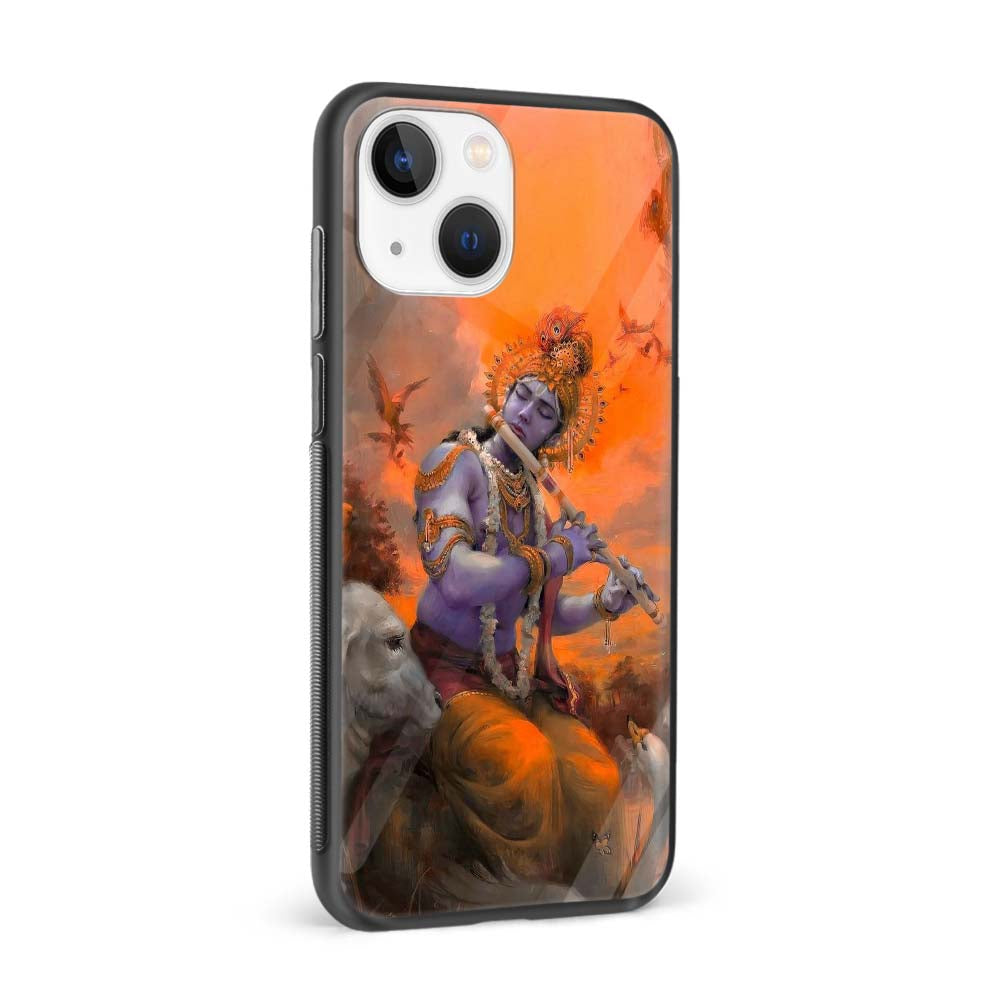 Buy Krishna With Flute Glass Back Phone Case/Cover Online