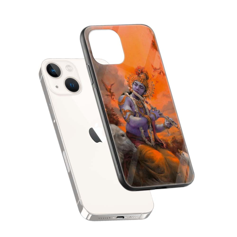 Buy Krishna With Flute Glass Back Phone Case/Cover Online