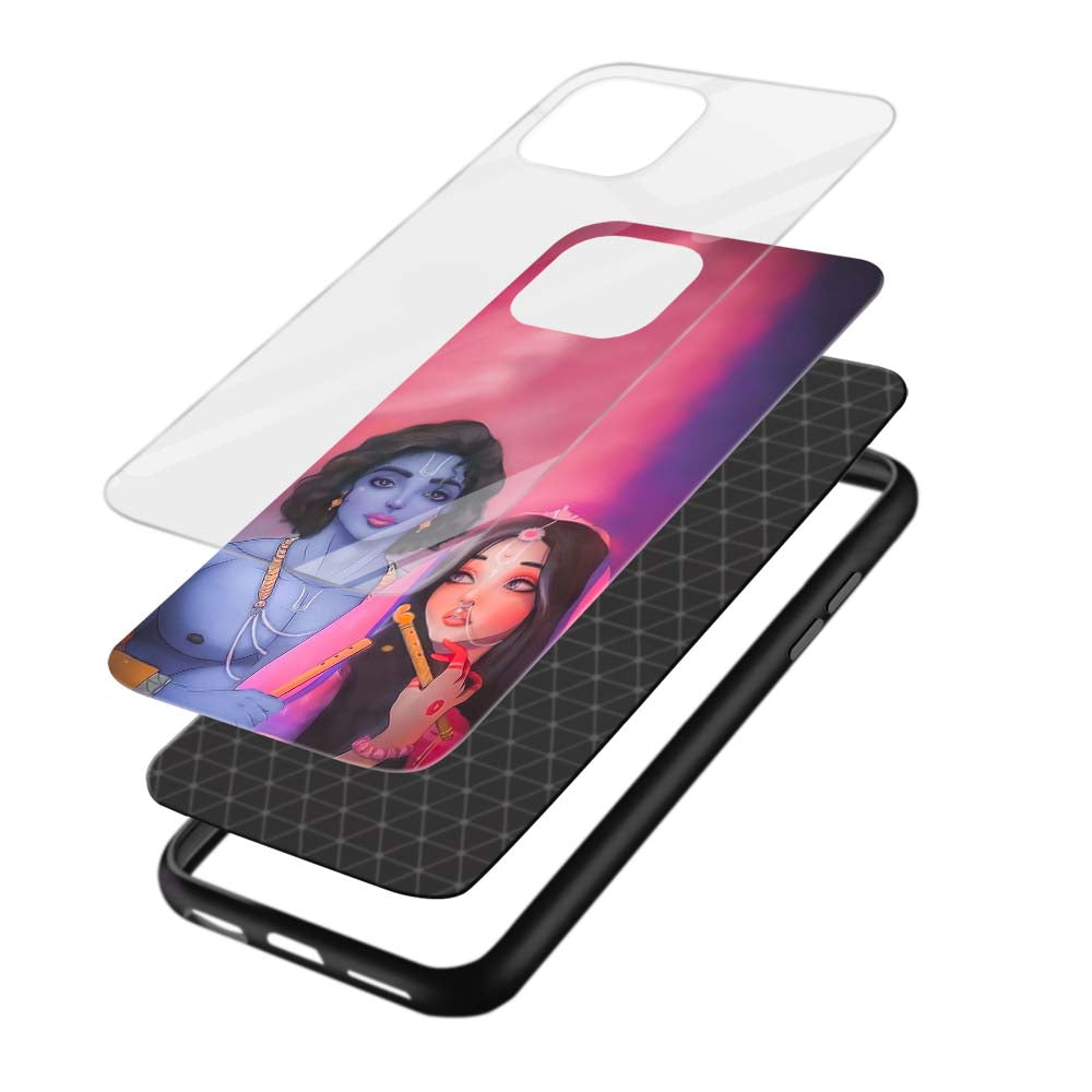 Buy Radha Krishna Love Glass Back Phone Case/Cover Online