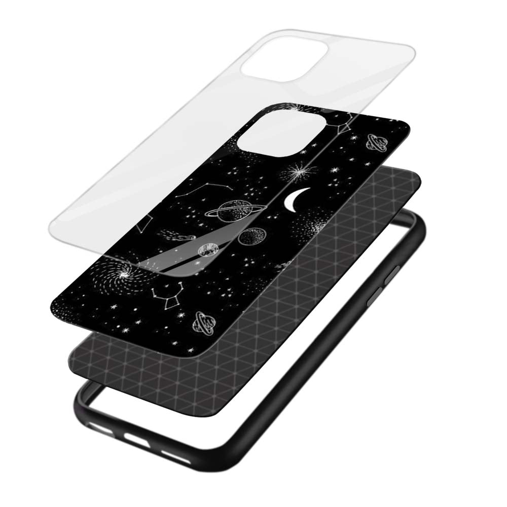 Buy Space With Moon Glass Back Phone Case/Cover Online