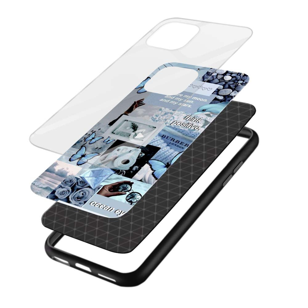 Buy Blue Music With Butterfly Glass Back Phone Case/Cover Online