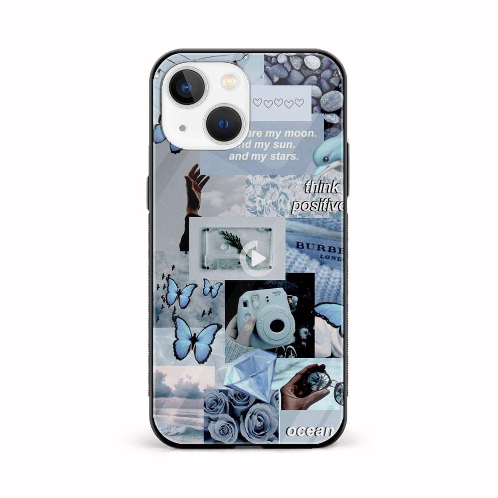 Buy Blue Music With Butterfly Glass Back Phone Case/Cover Online