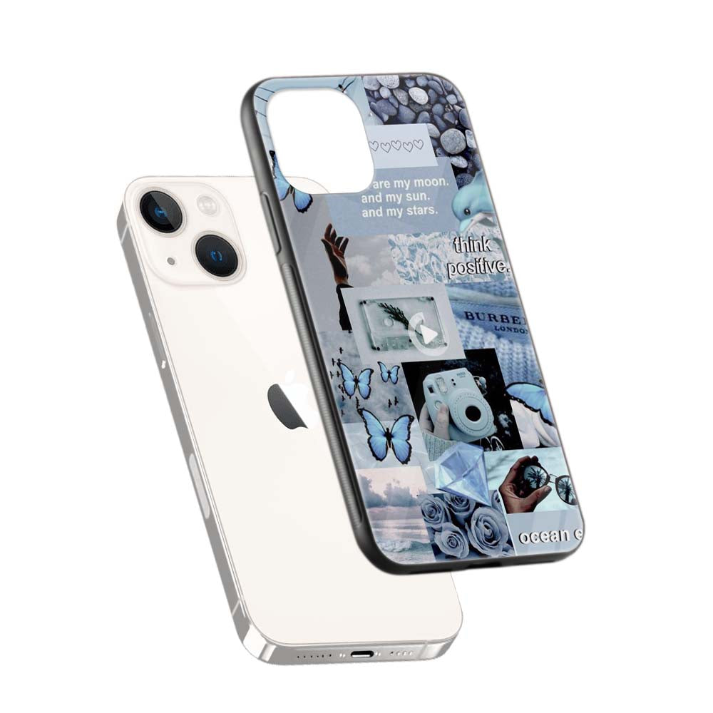 Buy Blue Music With Butterfly Glass Back Phone Case/Cover Online