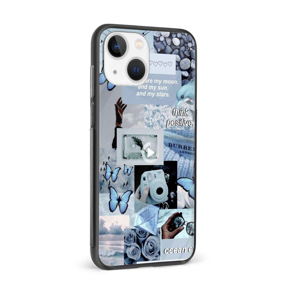 Buy Blue Music With Butterfly Glass Back Phone Case/Cover Online