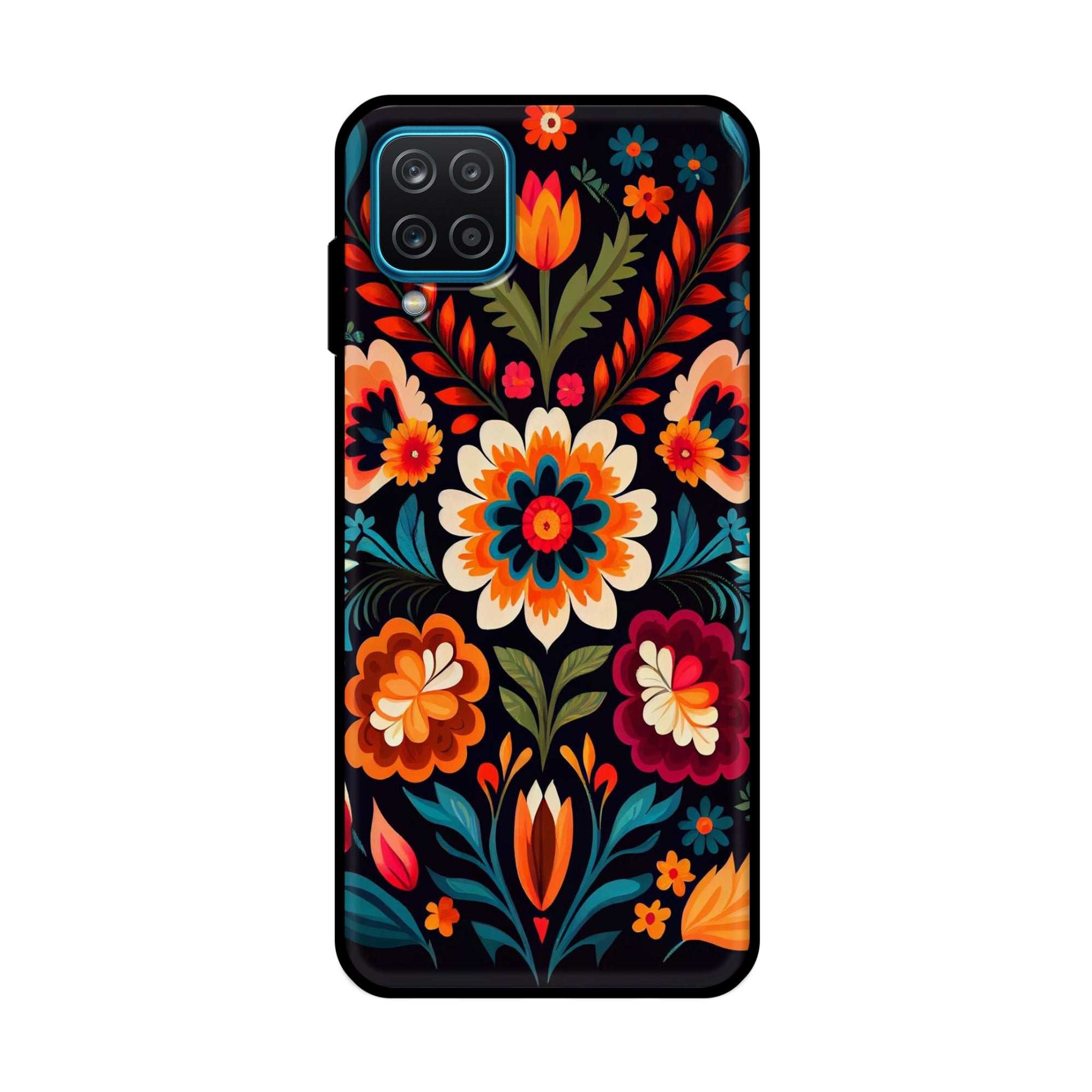 Buy Flower Metal-Silicon Back Mobile Phone Case/Cover For Samsung Galaxy A12 Online