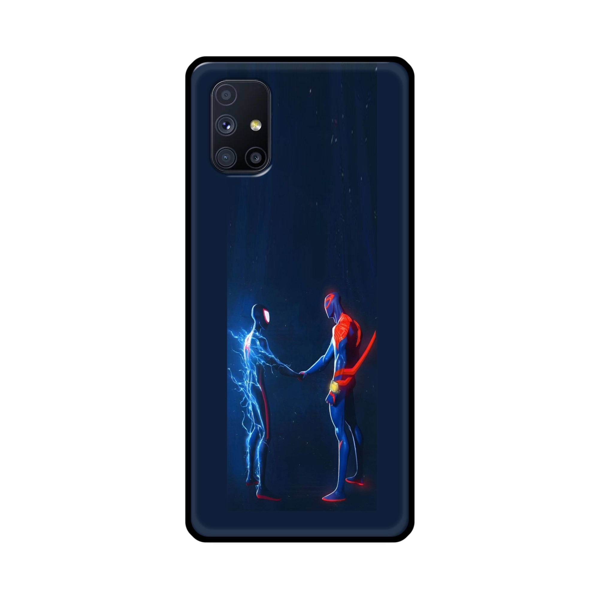 Buy Miles Morales Meet With Spiderman Metal-Silicon Back Mobile Phone Case/Cover For Samsung Galaxy M51 Online