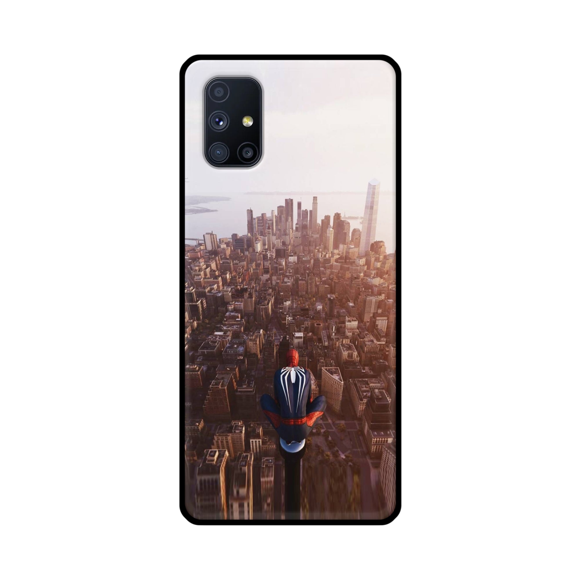 Buy City Of Spiderman Metal-Silicon Back Mobile Phone Case/Cover For Samsung Galaxy M51 Online
