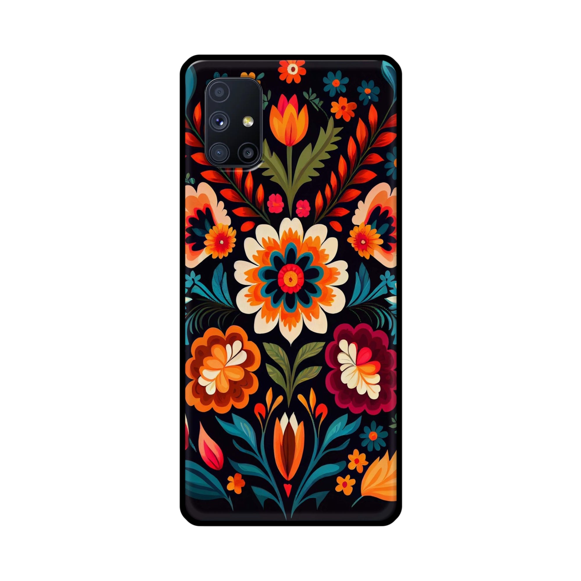 Buy Flower Metal-Silicon Back Mobile Phone Case/Cover For Samsung Galaxy M51 Online