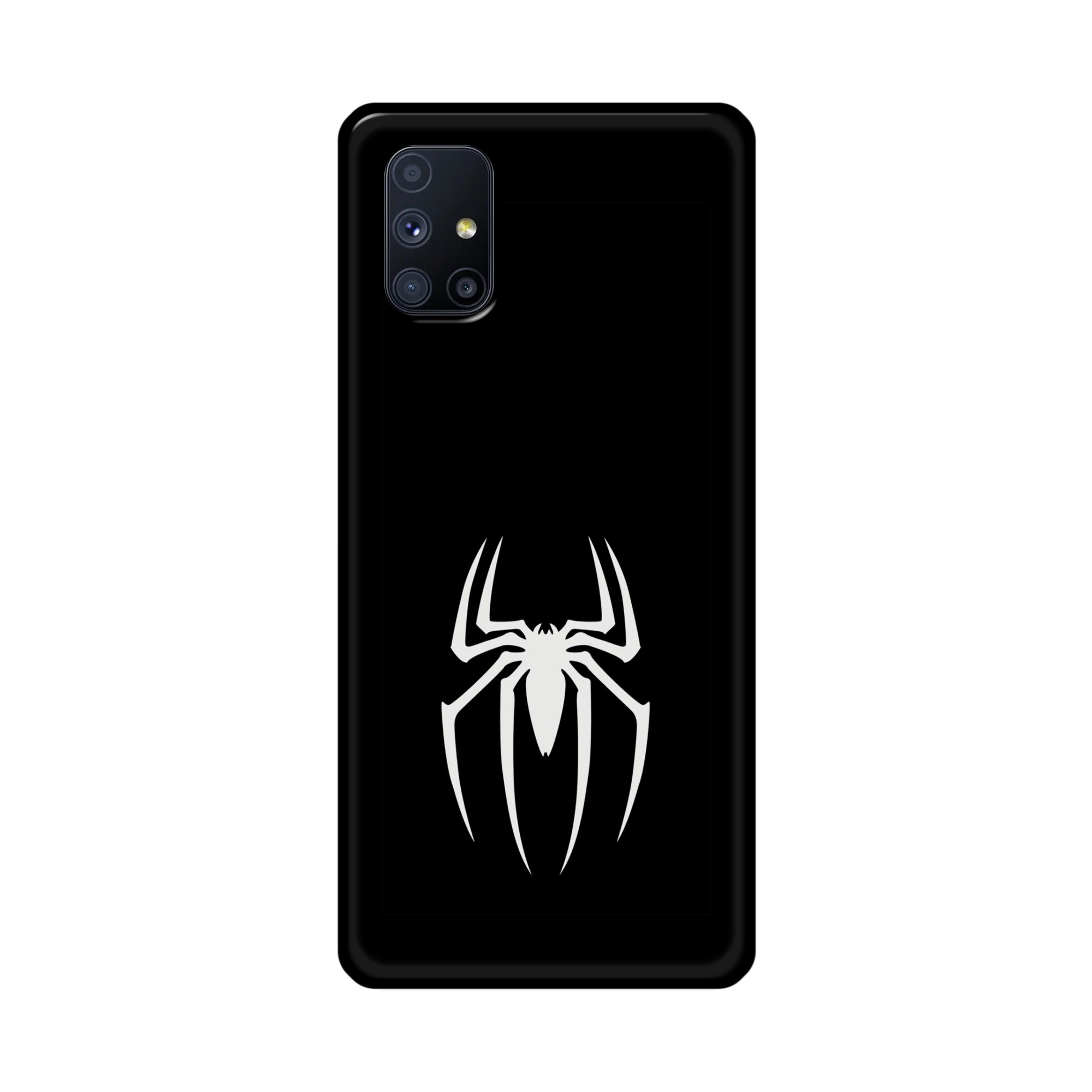 Buy Black Spiderman Logo Metal-Silicon Back Mobile Phone Case/Cover For Samsung Galaxy M51 Online