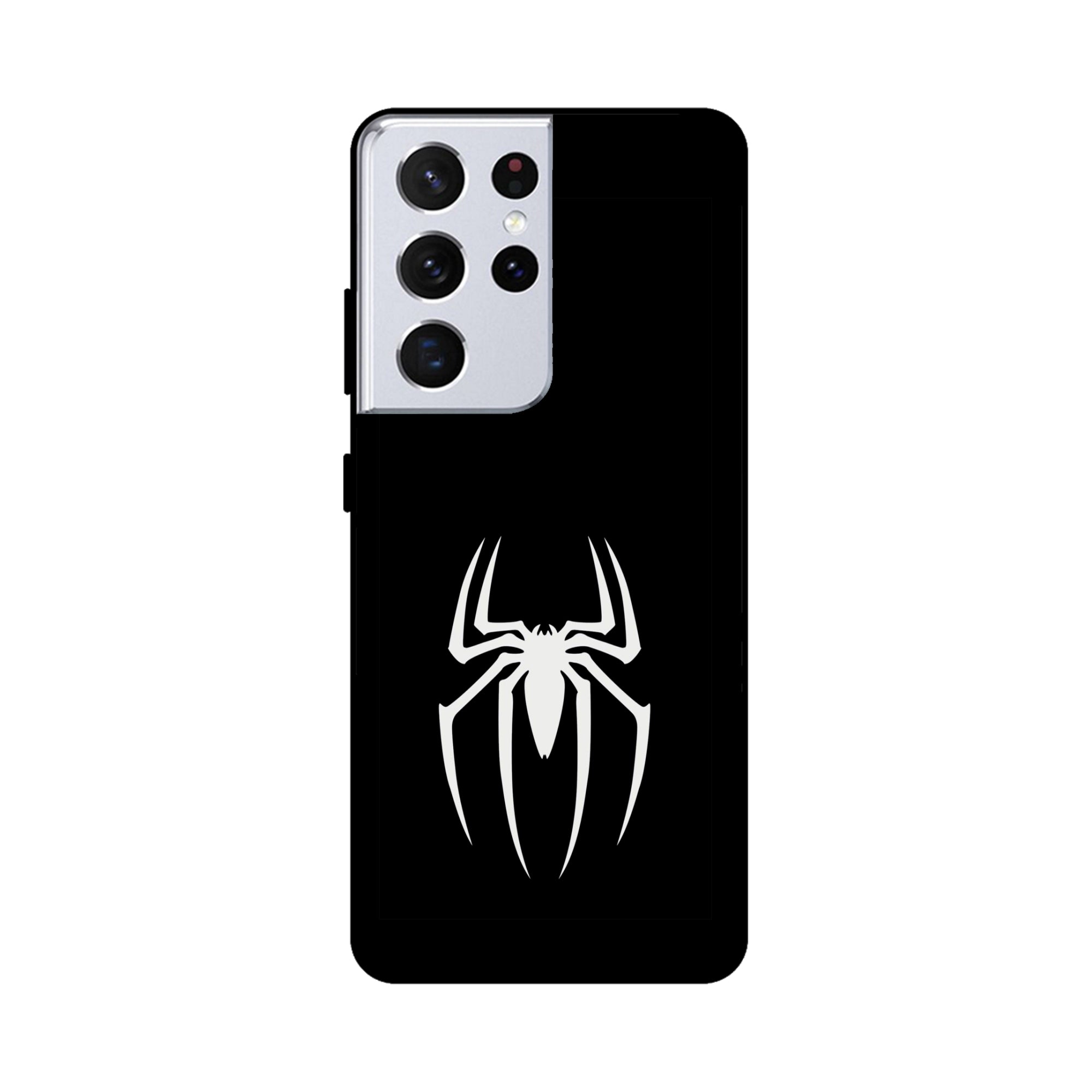Buy Black Spiderman Logo Metal-Silicon Back Mobile Phone Case/Cover For Samsung Galaxy S21 Ultra Online