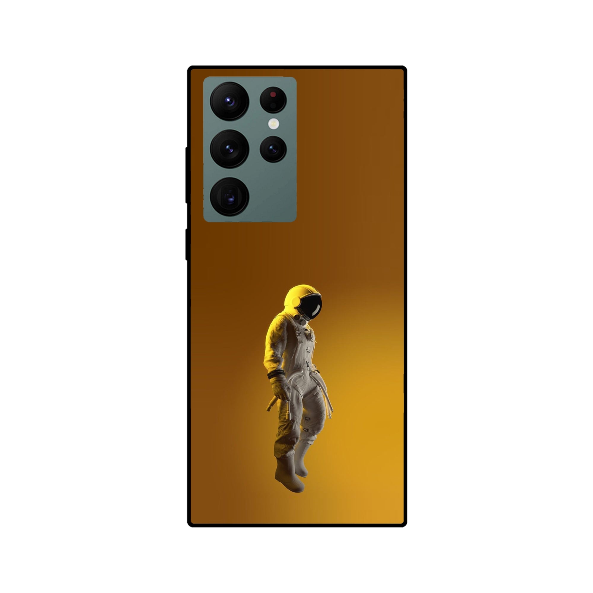 Buy Yellow Astronaut Metal-Silicon Back Mobile Phone Case/Cover For Samsung S22 Ultra Online