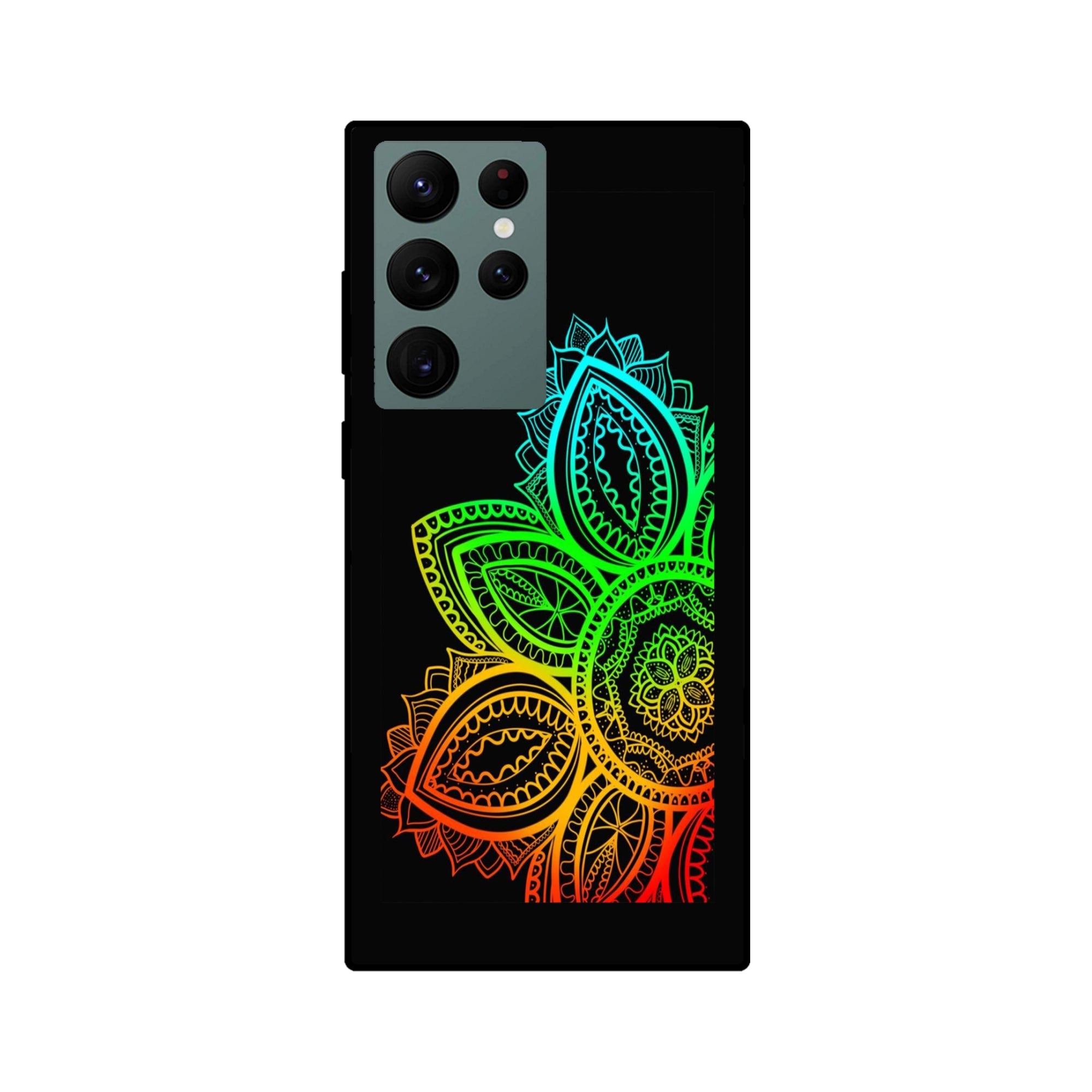 Buy Neon Mandala Metal-Silicon Back Mobile Phone Case/Cover For Samsung S22 Ultra Online