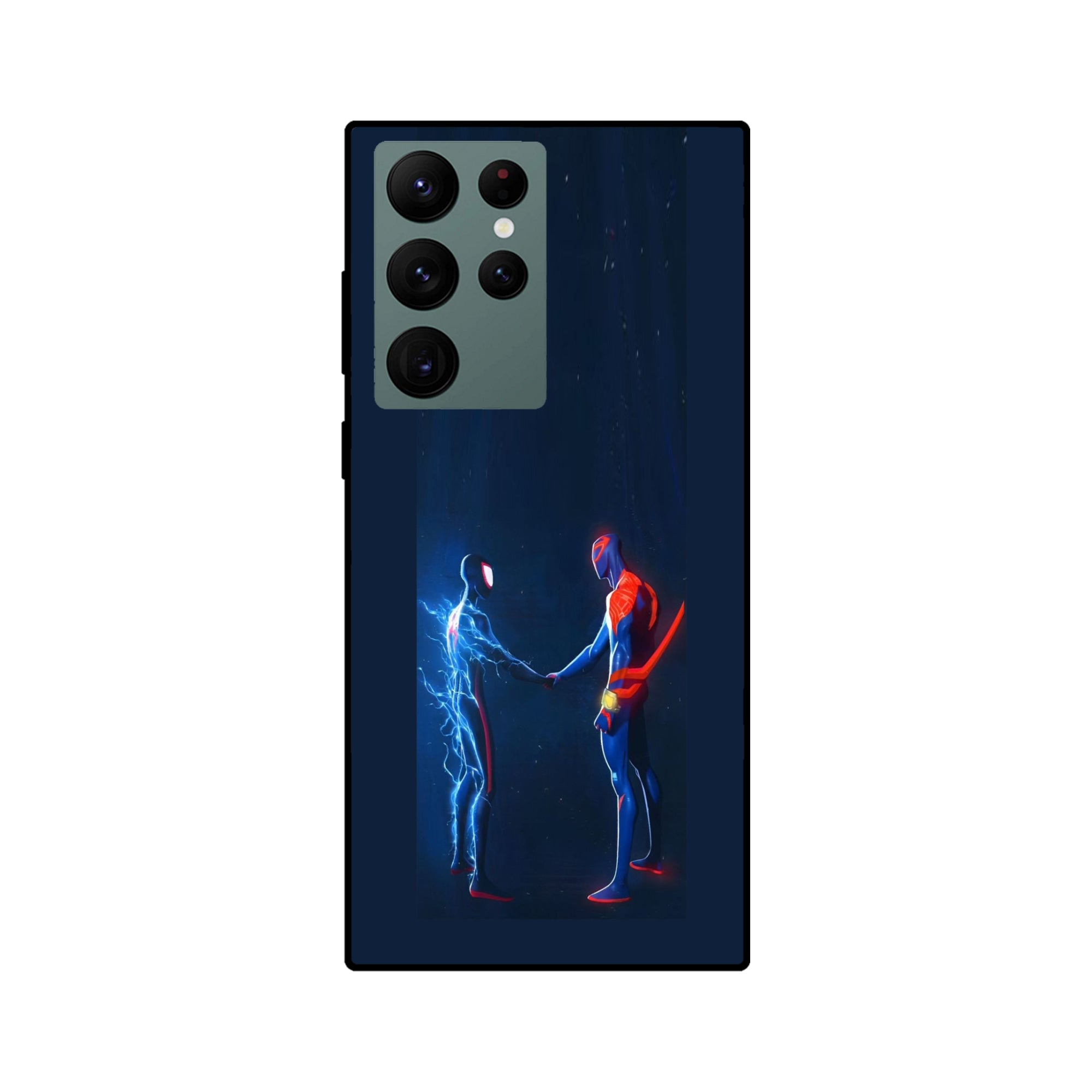 Buy Miles Morales Meet With Spiderman Metal-Silicon Back Mobile Phone Case/Cover For Samsung S22 Ultra Online