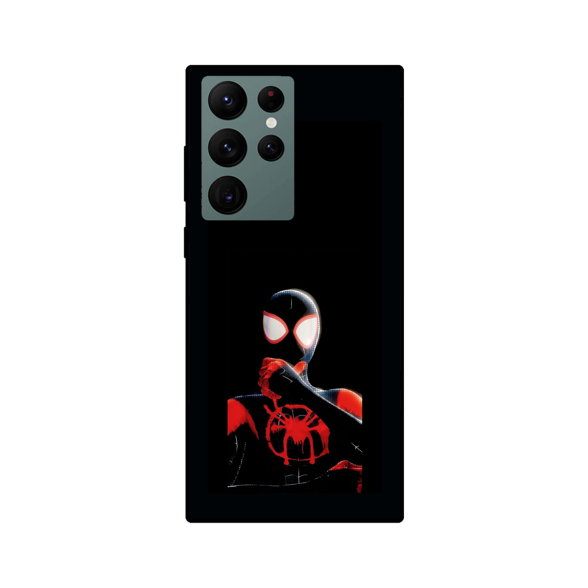 Buy Black Spiderman Metal-Silicon Back Mobile Phone Case/Cover For Samsung S22 Ultra Online