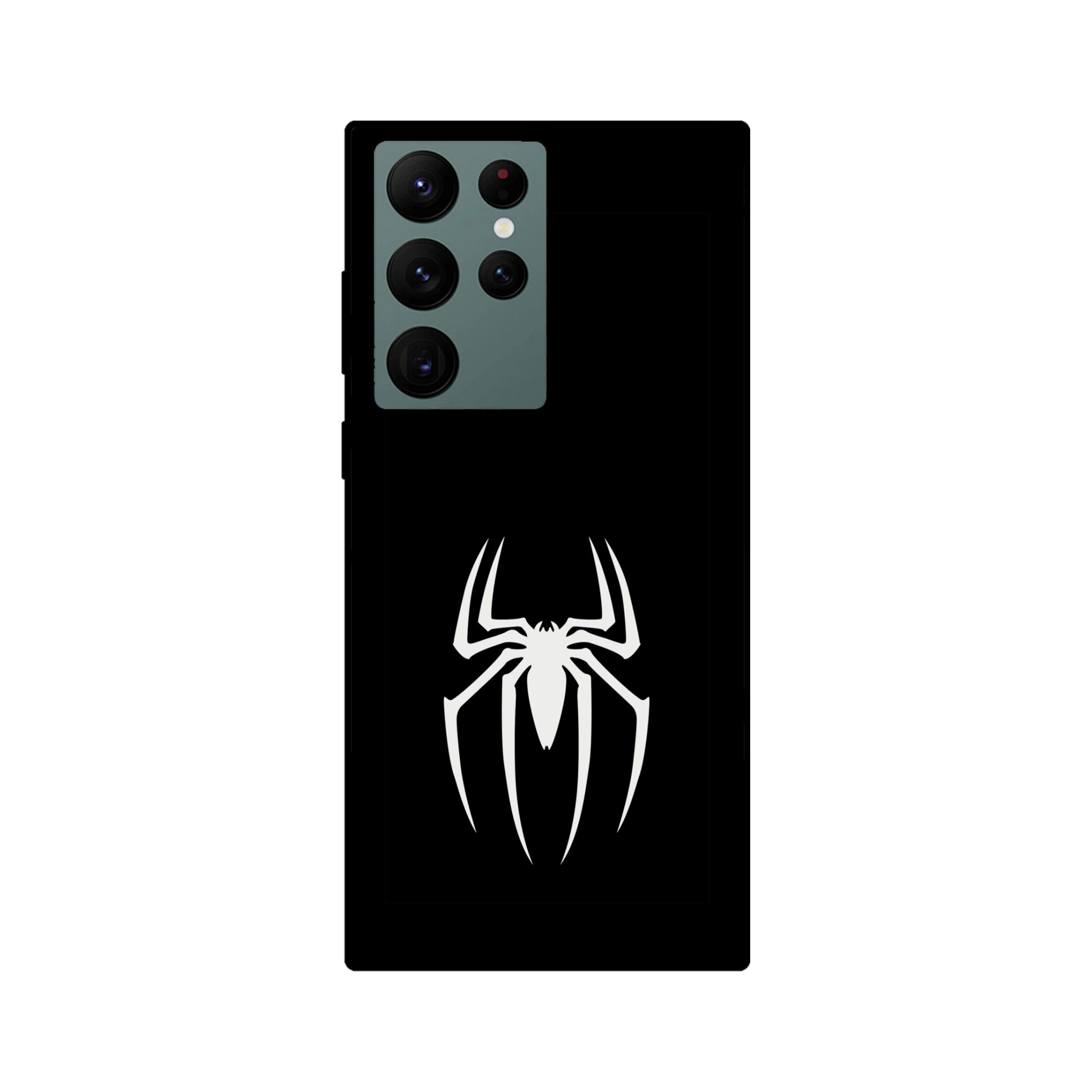 Buy Black Spiderman Logo Metal-Silicon Back Mobile Phone Case/Cover For Samsung S22 Ultra Online
