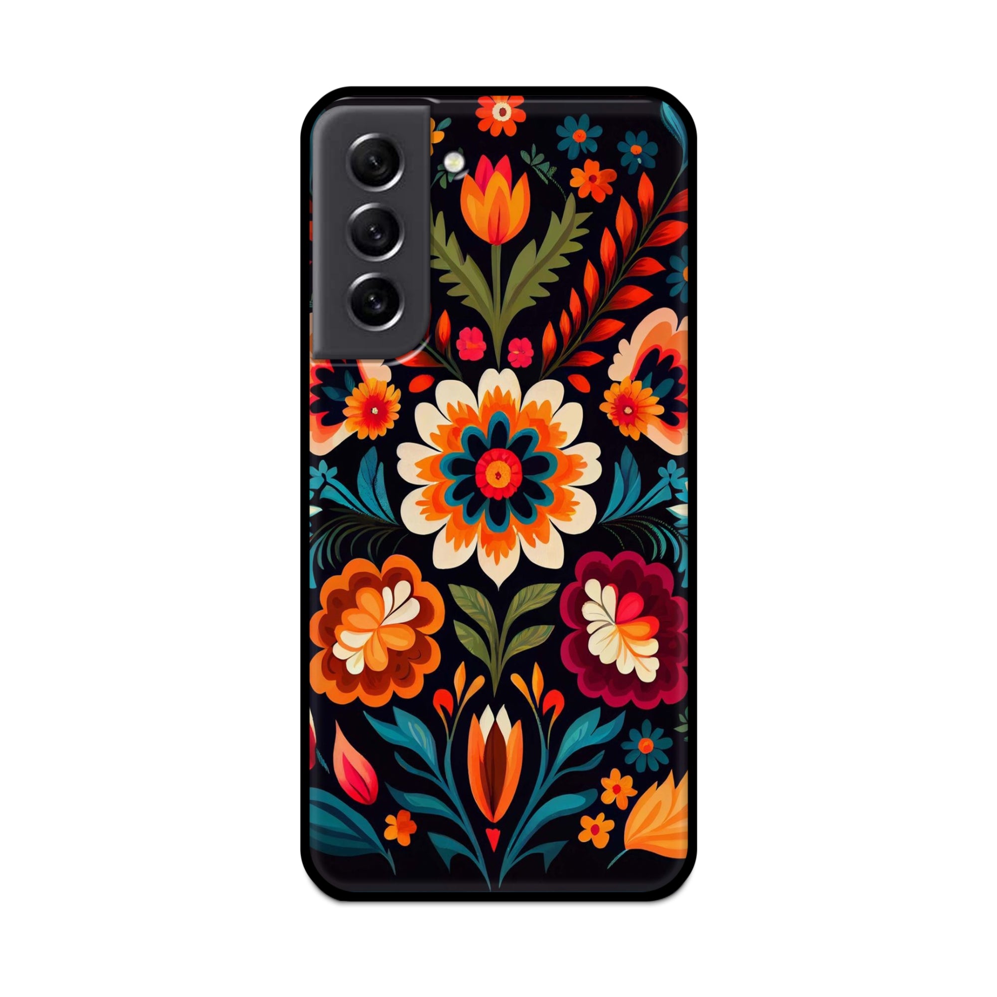 Buy Flower Metal-Silicon Back Mobile Phone Case/Cover For Samsung S21 FE Online