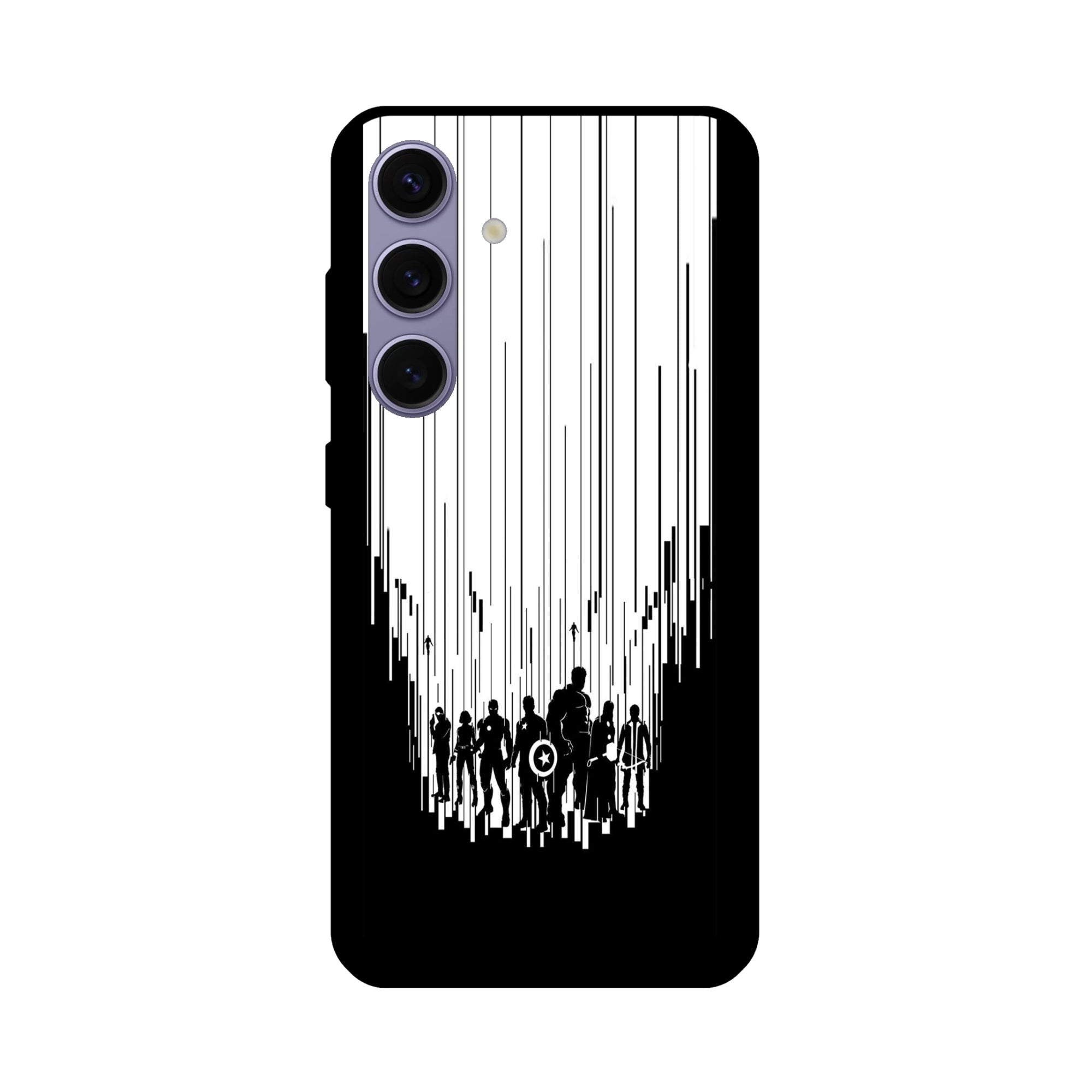 Buy Black And White Avengers Metal-Silicon Back Mobile Phone Case/Cover For Samsung Galaxy S24 Online