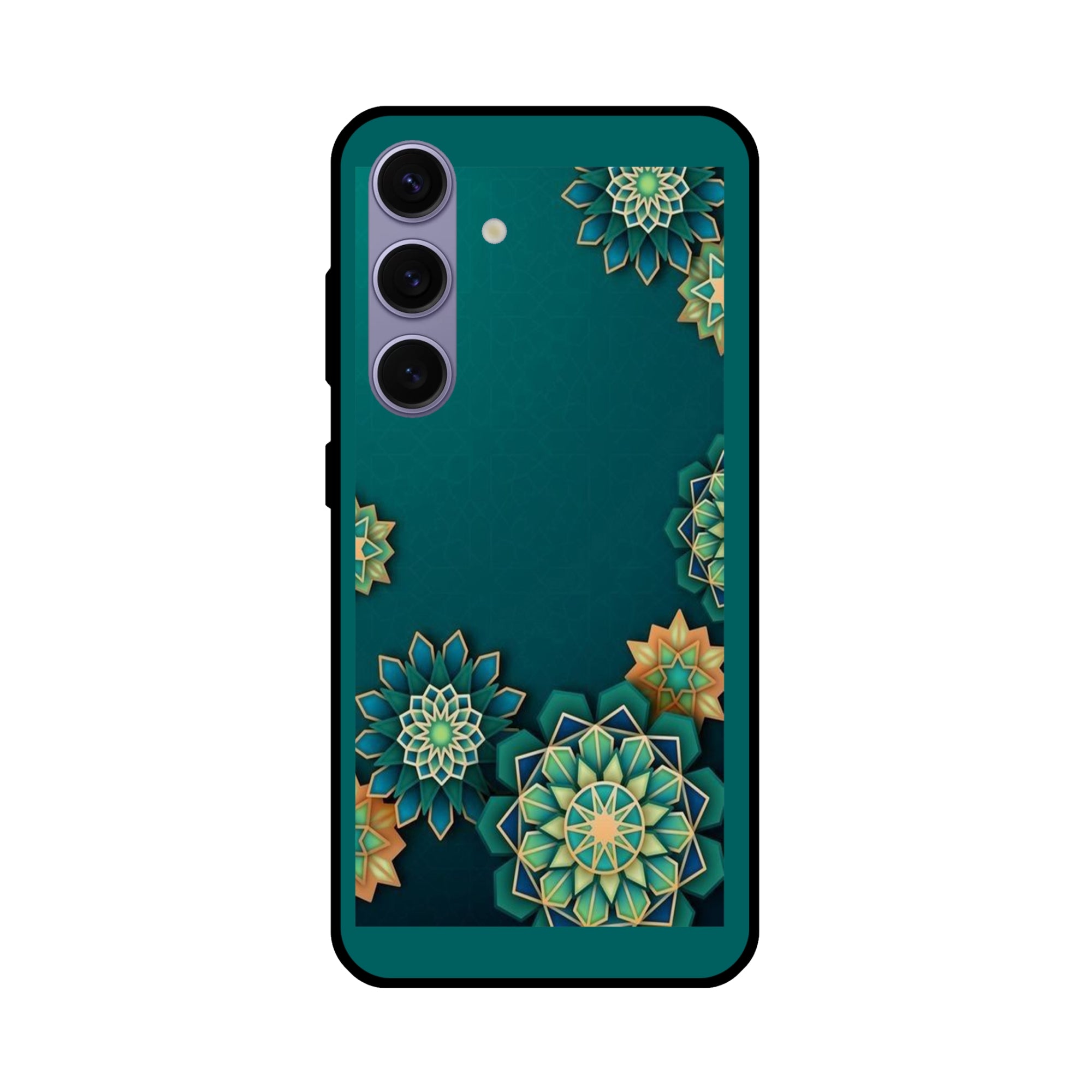 Buy Green Flower Metal-Silicon Back Mobile Phone Case/Cover For Samsung Galaxy S24 Plus 5G Online