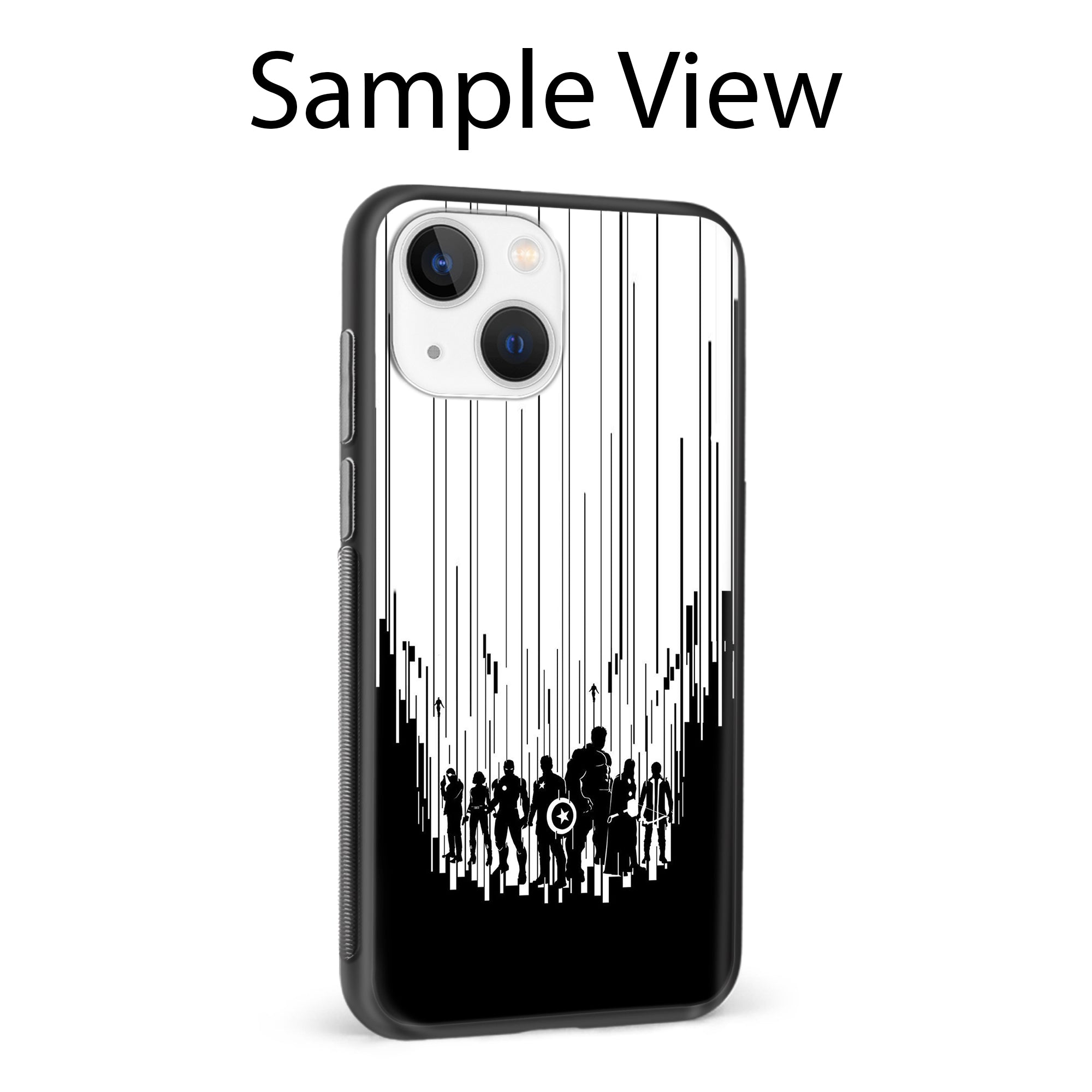 Buy Black And White Avanegers Glass/Metal Back Mobile Phone Case/Cover For Apple iPhone 12 pro Online