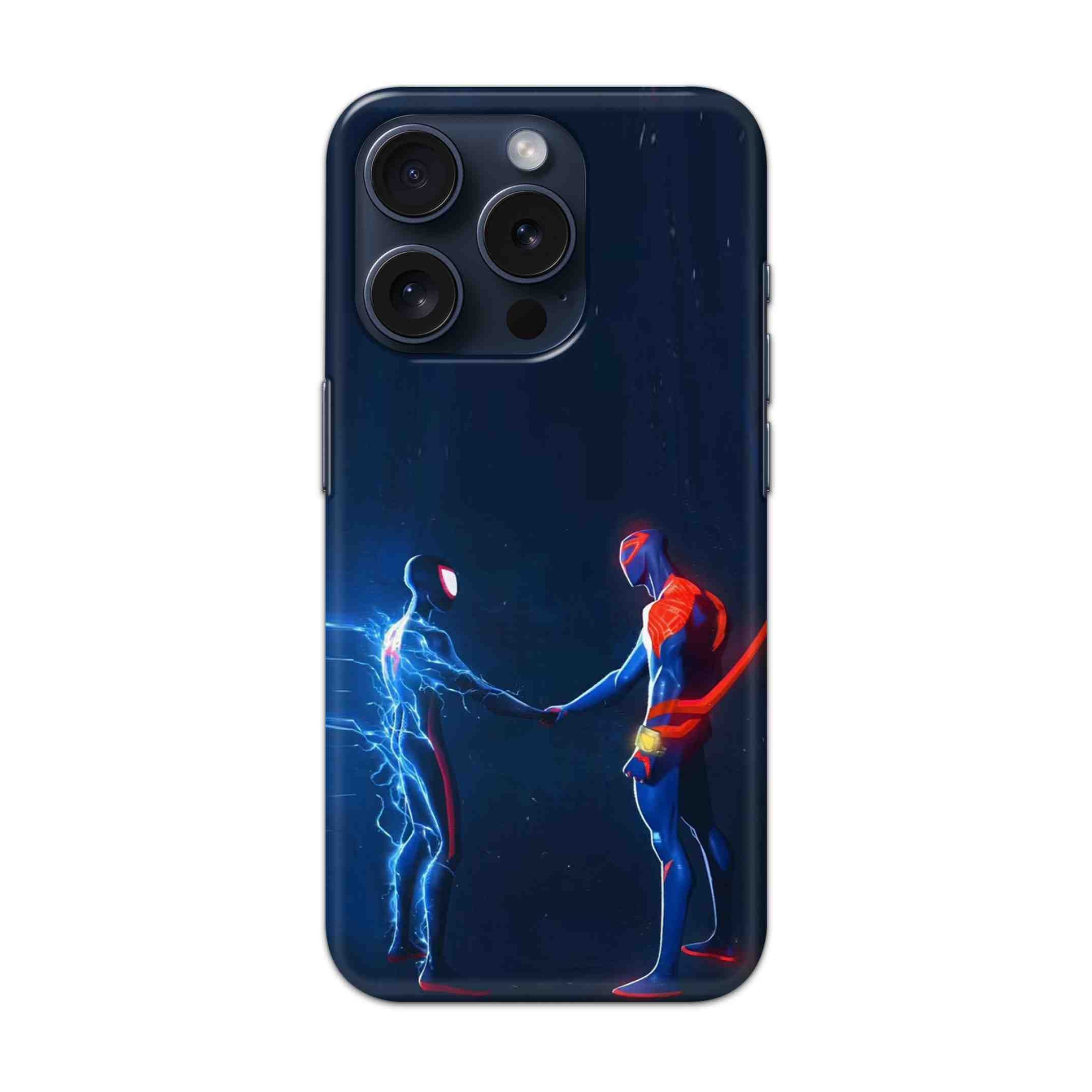 Buy Miles Morales Meet With Spiderman Hard Back Mobile Phone Case/Cover For iPhone 15 Pro Online