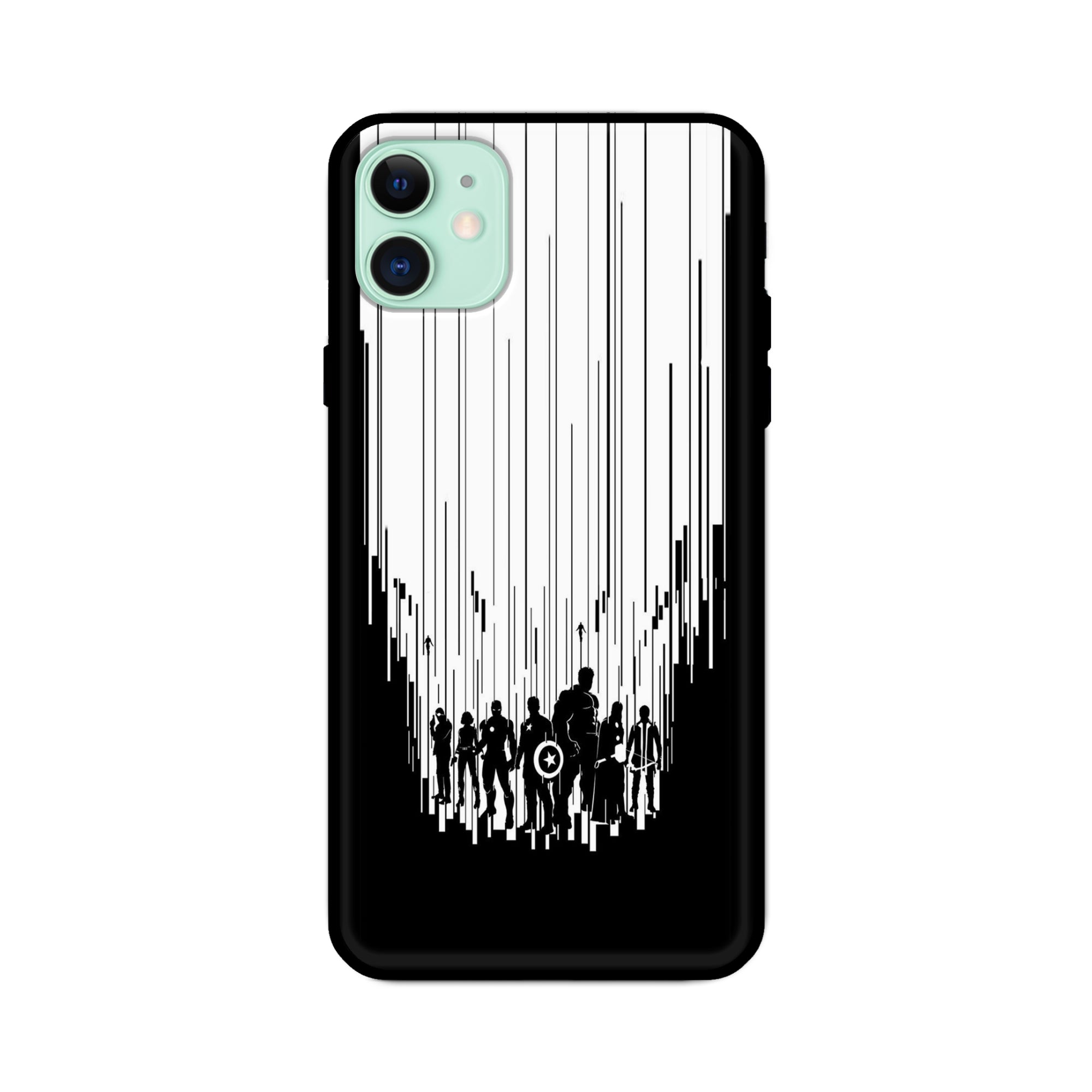 Buy Black And White Avanegers Glass/Metal Back Mobile Phone Case/Cover For iPhone 11 Online