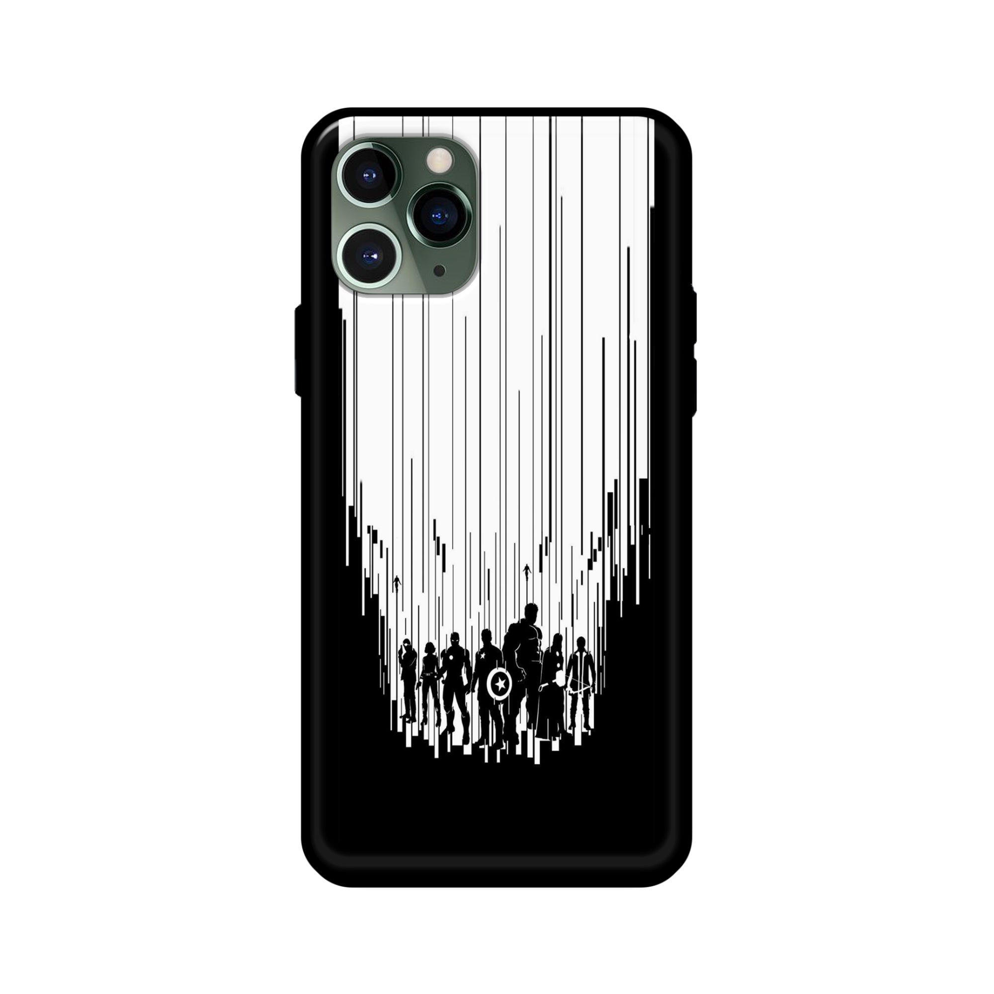 Buy Black And White Avanegers Glass/Metal Back Mobile Phone Case/Cover For iPhone 11 Pro Online