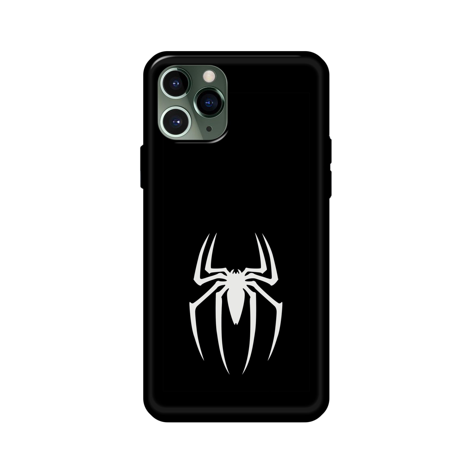 Buy Black Spiderman Logo Glass/Metal Back Mobile Phone Case/Cover For iPhone 11 Pro Online