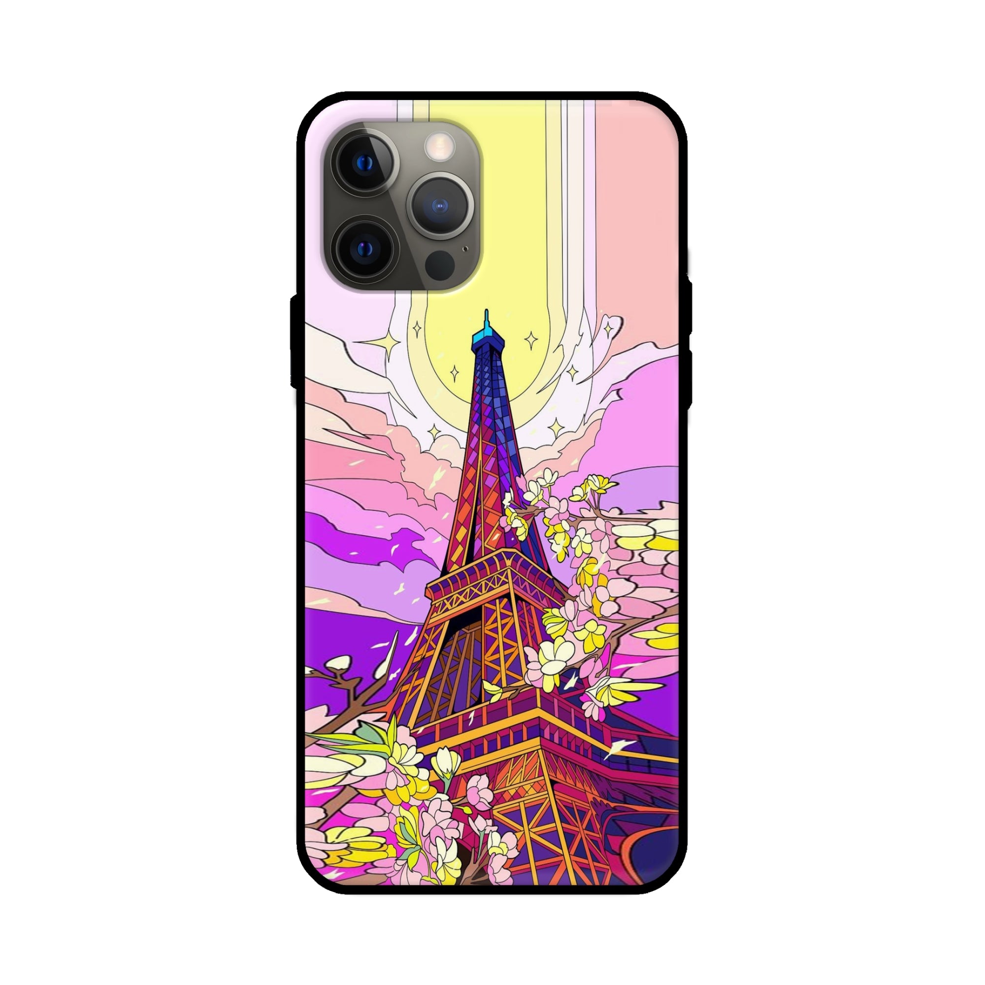 Buy Eiffl Tower Glass/Metal Back Mobile Phone Case/Cover For Apple iPhone 12 pro max Online