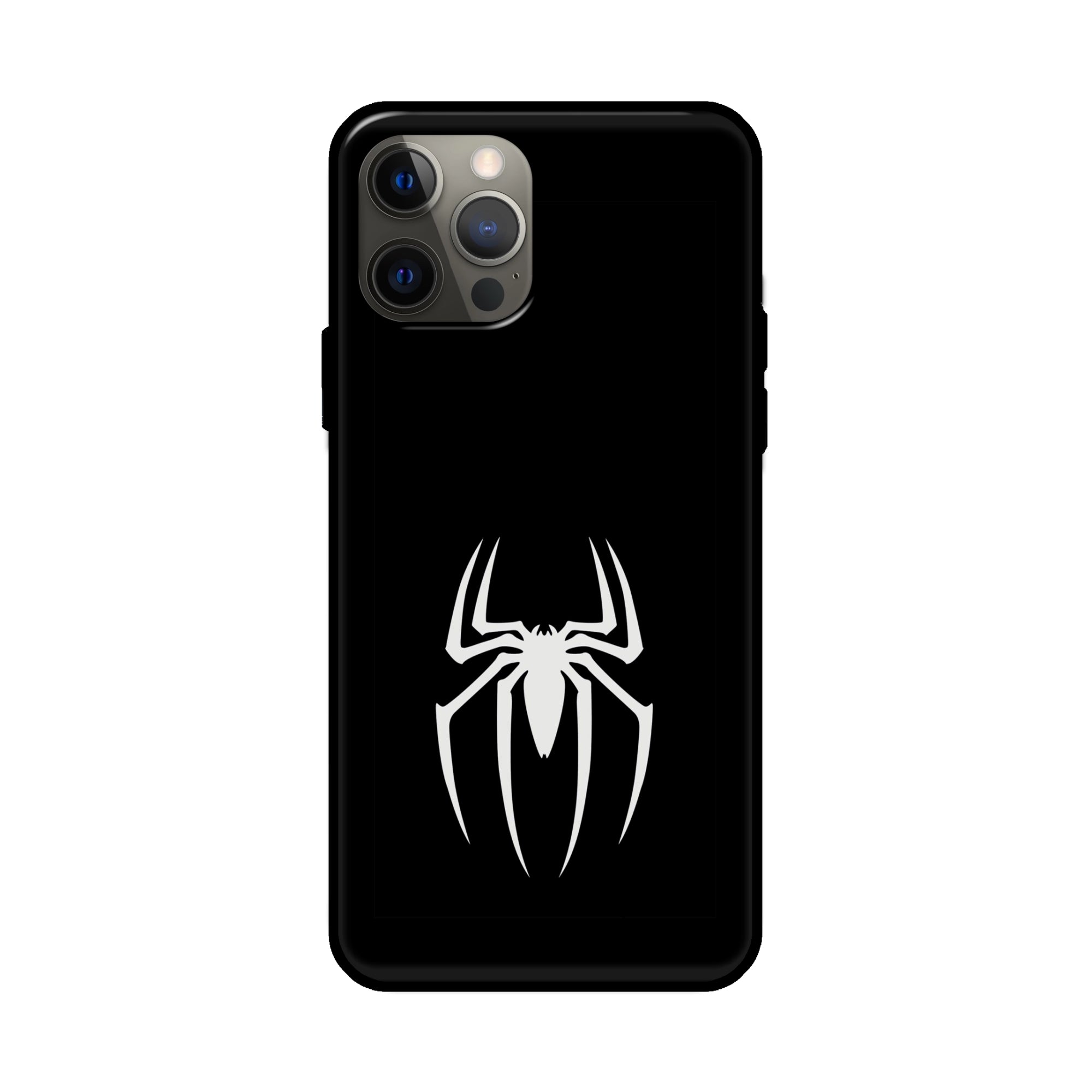 Buy Black Spiderman Logo Glass/Metal Back Mobile Phone Case/Cover For Apple iPhone 12 pro max Online