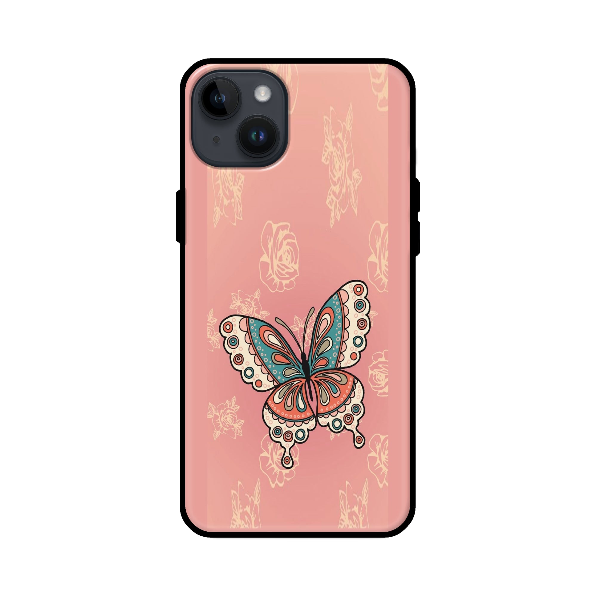 Buy Butterfly Glass/Metal Back Mobile Phone Case/Cover For iPhone 14 Plus Online