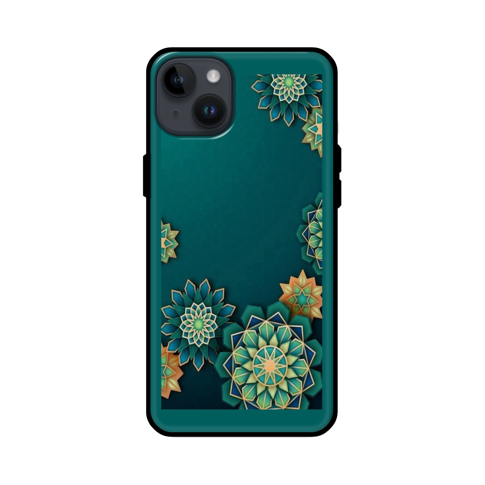 Buy Green Flower Glass/Metal Back Mobile Phone Case/Cover For iPhone 14 Plus Online