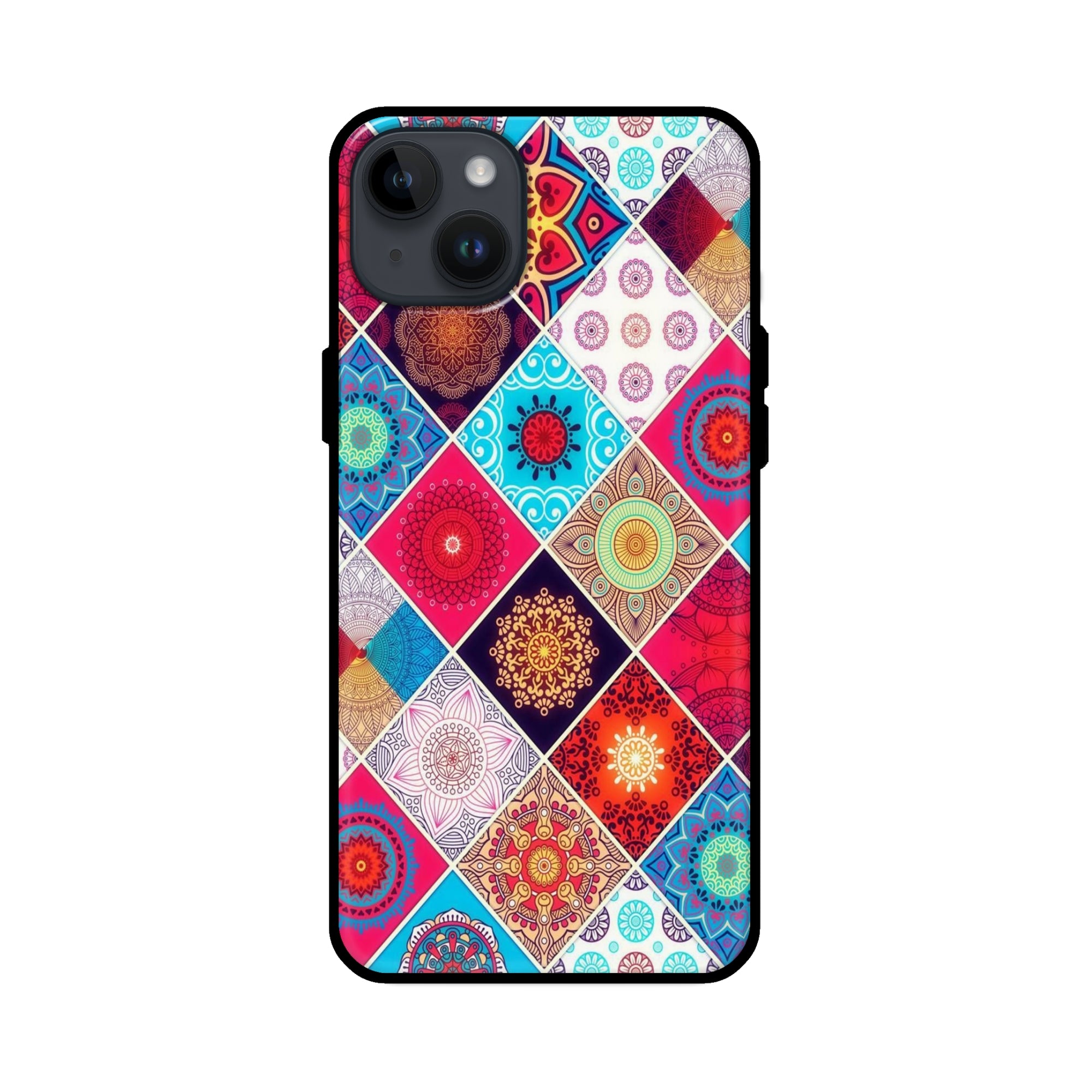 Buy Rainbow Mandala Glass/Metal Back Mobile Phone Case/Cover For iPhone 14 Plus Online