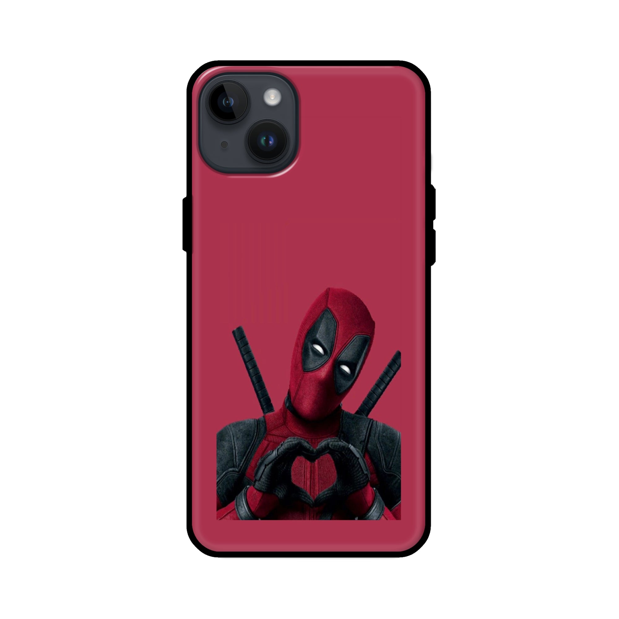 Buy Deadpool Heart Glass/Metal Back Mobile Phone Case/Cover For iPhone 14 Plus Online