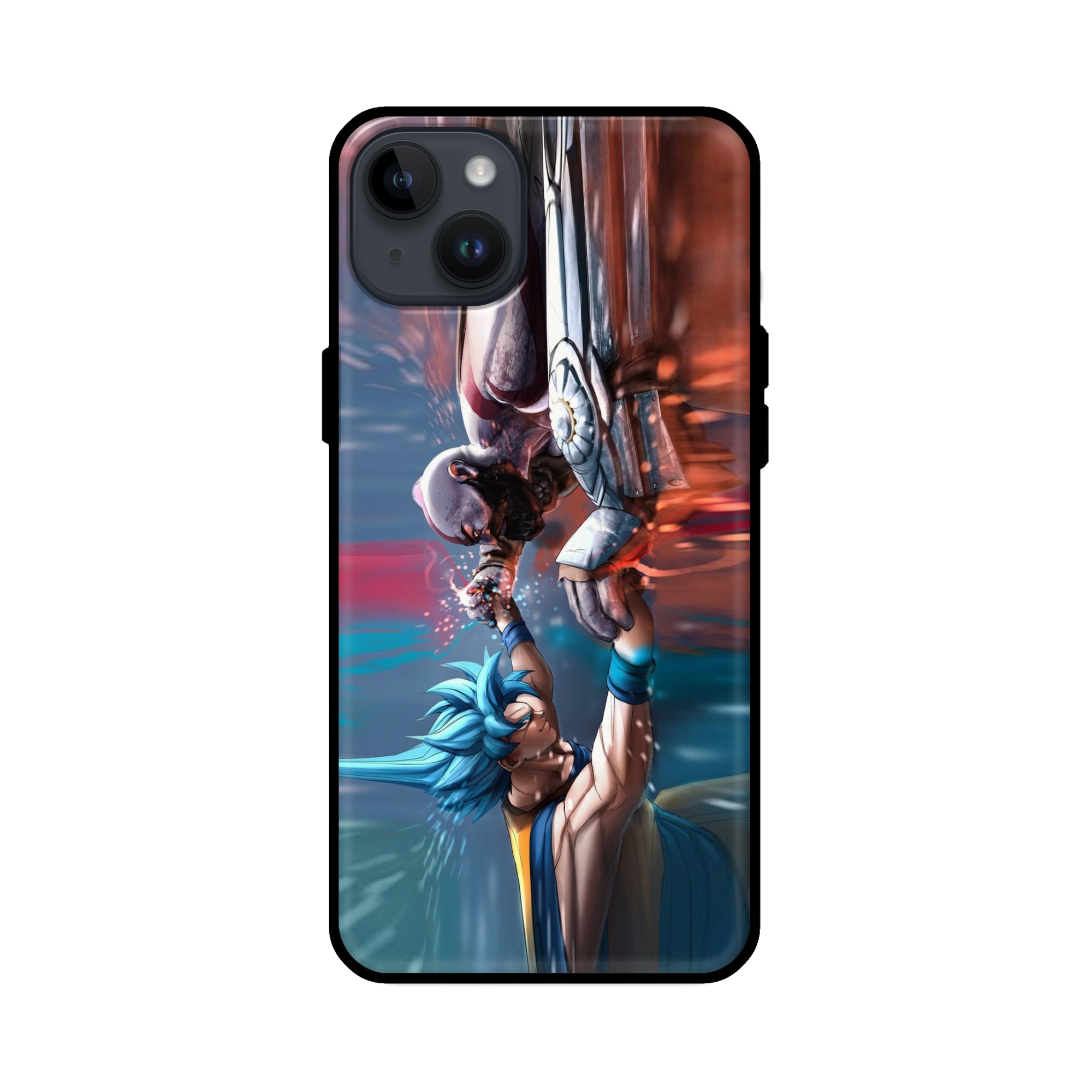 Buy Goku Vs Kratos Glass/Metal Back Mobile Phone Case/Cover For iPhone 14 Plus Online