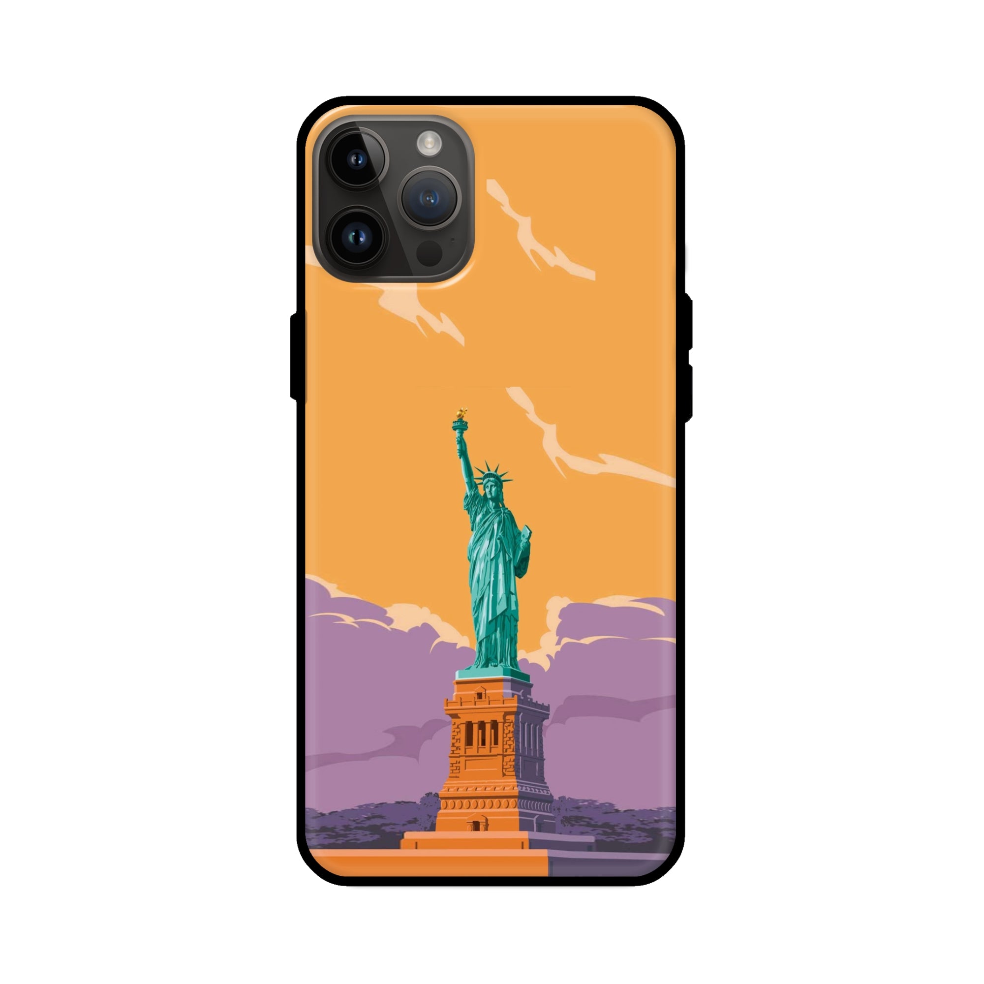 Buy Statue Of Liberty Glass/Metal Back Mobile Phone Case/Cover For iPhone 14 Pro Online