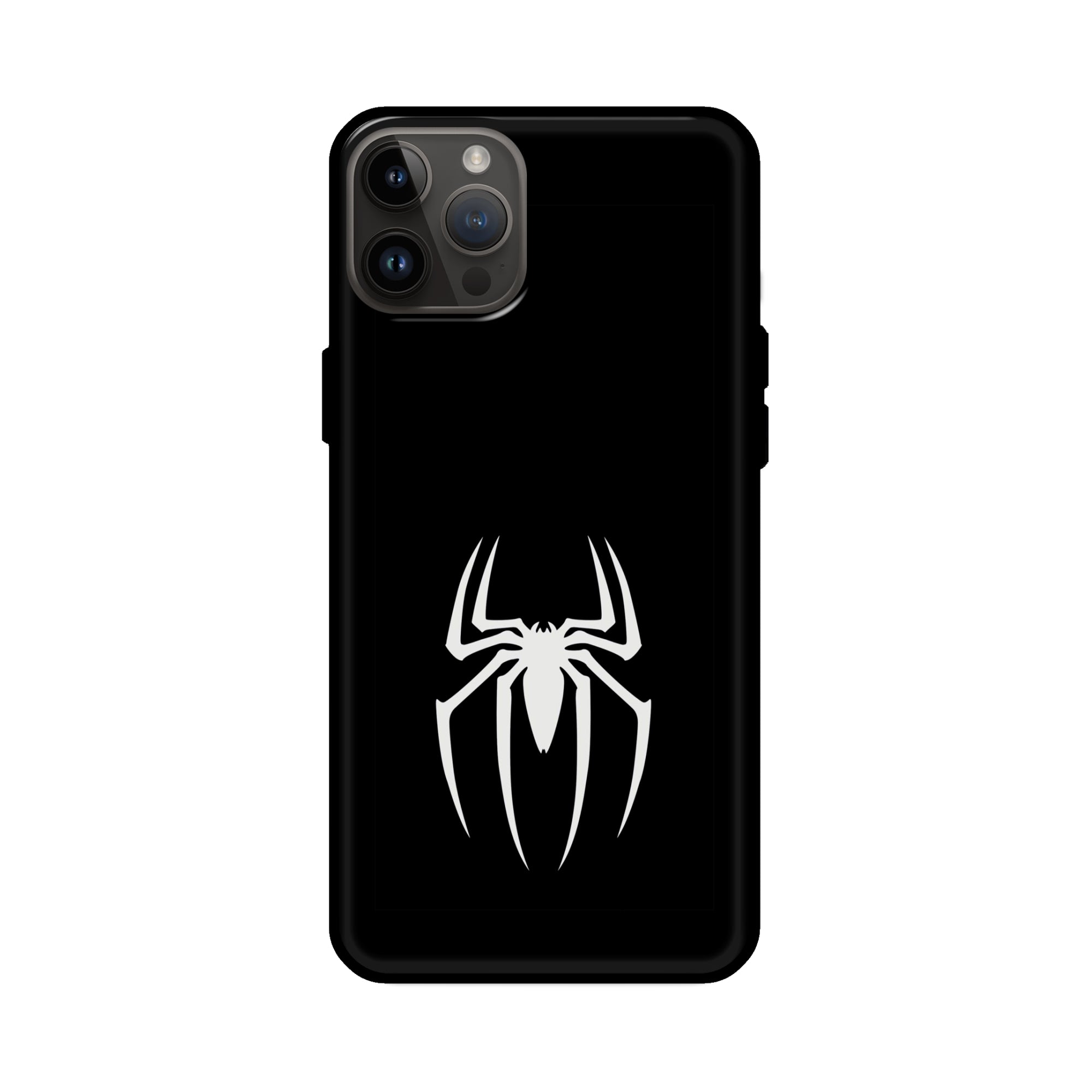Buy Black Spiderman Logo Glass/Metal Back Mobile Phone Case/Cover For iPhone 14 Pro Max Online