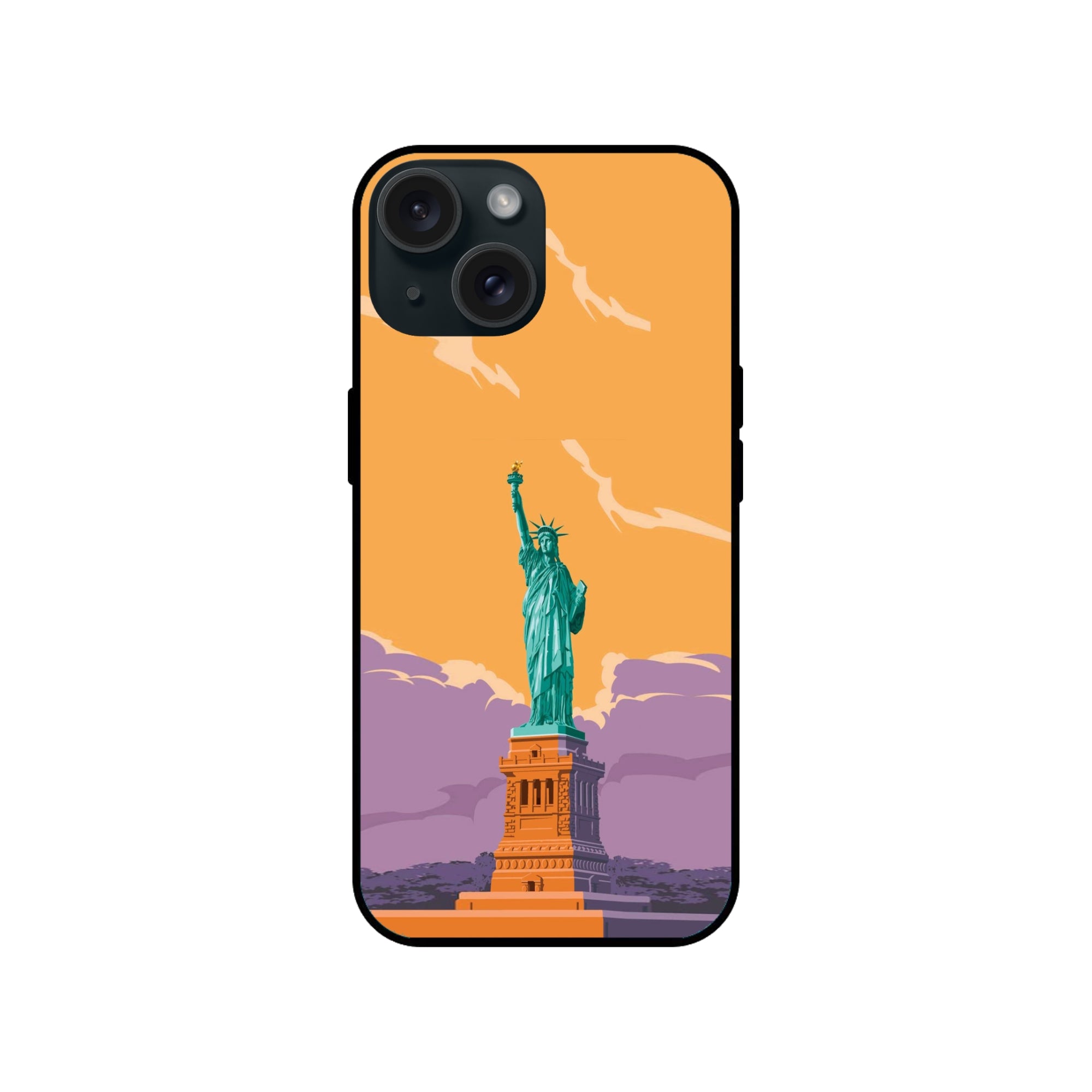 Buy Statue Of Liberty Glass/Metal Back Mobile Phone Case/Cover For iPhone 15 Online