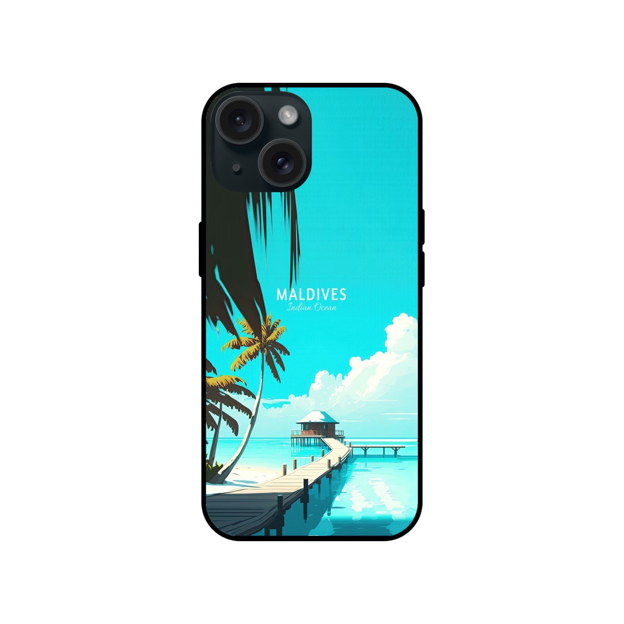 Buy Maldives Glass/Metal Back Mobile Phone Case/Cover For iPhone 15 Online