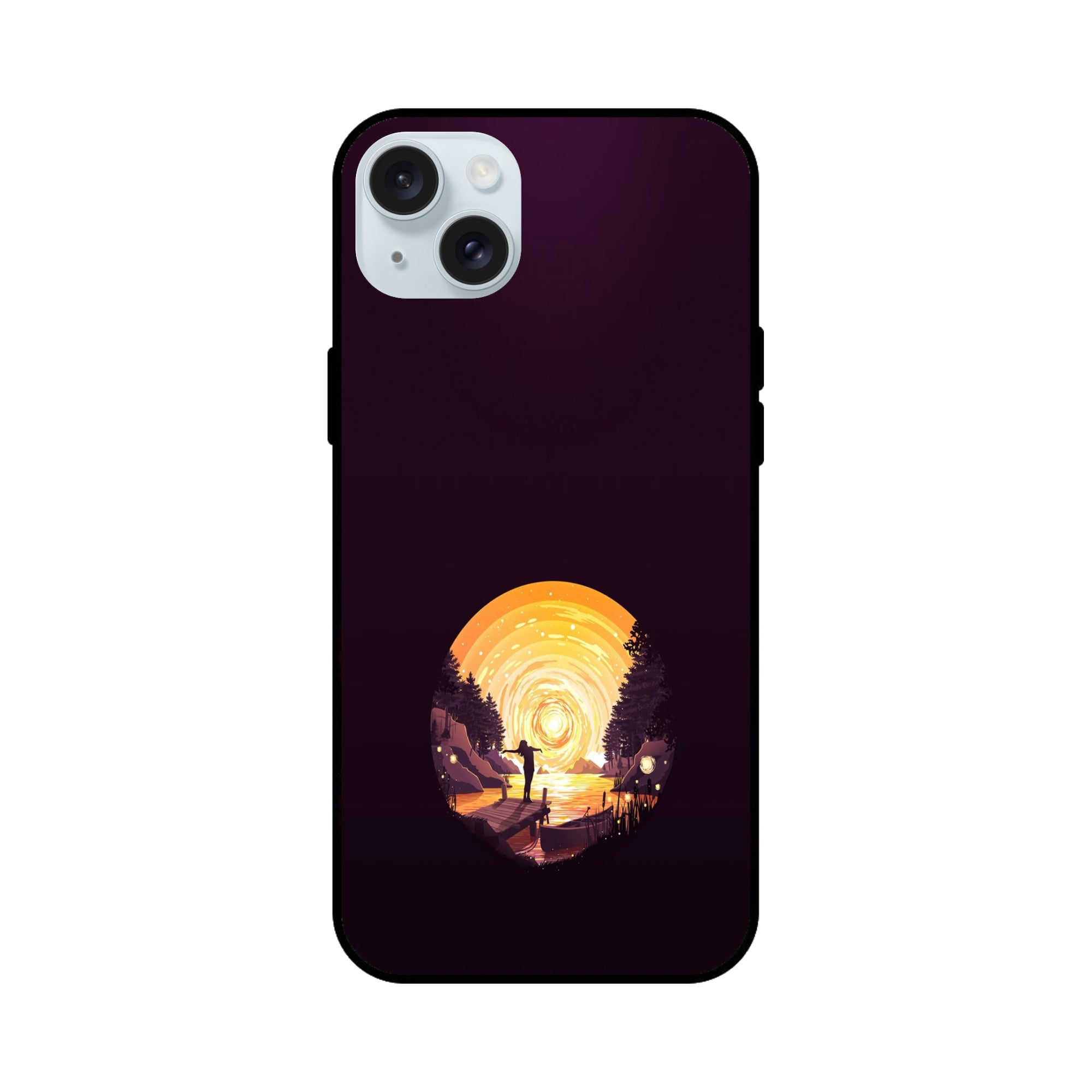 Buy Night Sunrise Glass/Metal Back Mobile Phone Case/Cover For iPhone 15 Plus Online