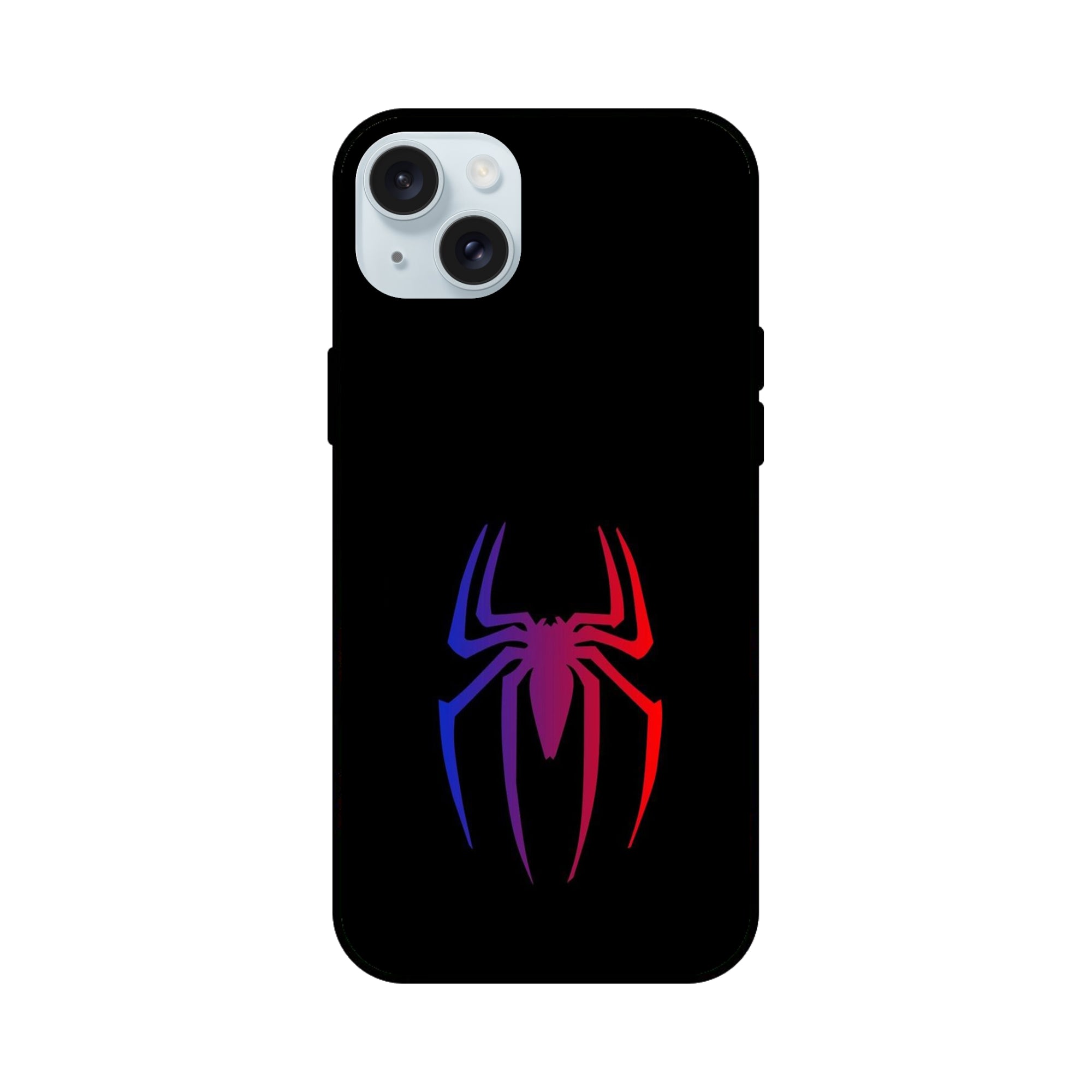 Buy Neon Spiderman Logo Glass/Metal Back Mobile Phone Case/Cover For iPhone 15 Plus Online